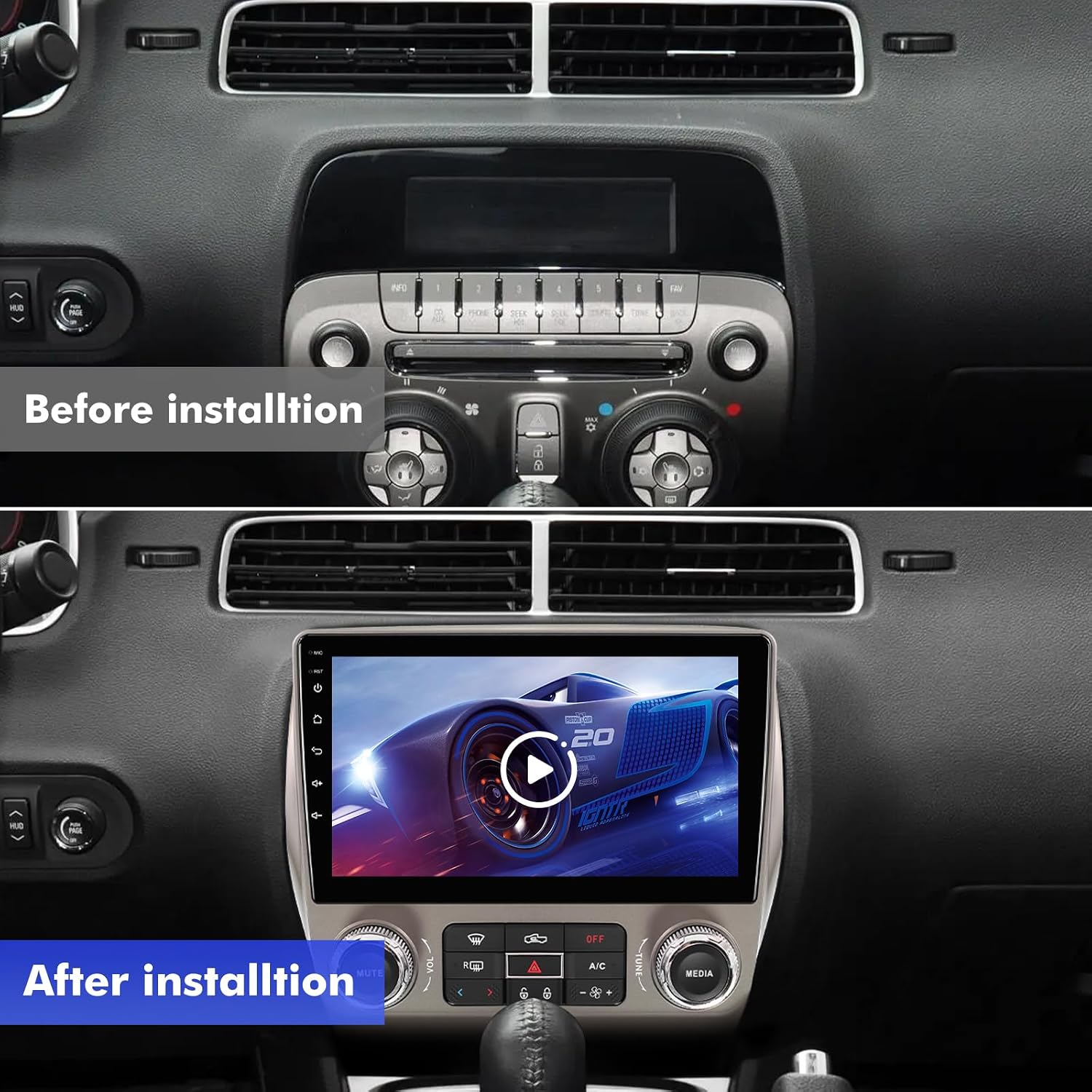 4+64GB 9 Inch Touchscreen Android 14 Car Radio Stereo for Chevrolet Chevy Camaro 2010-2015 with CarPlay/Android Auto Car Radio, Support WiFi 6, Bluetooth,5.4, Backup Camera, SWC