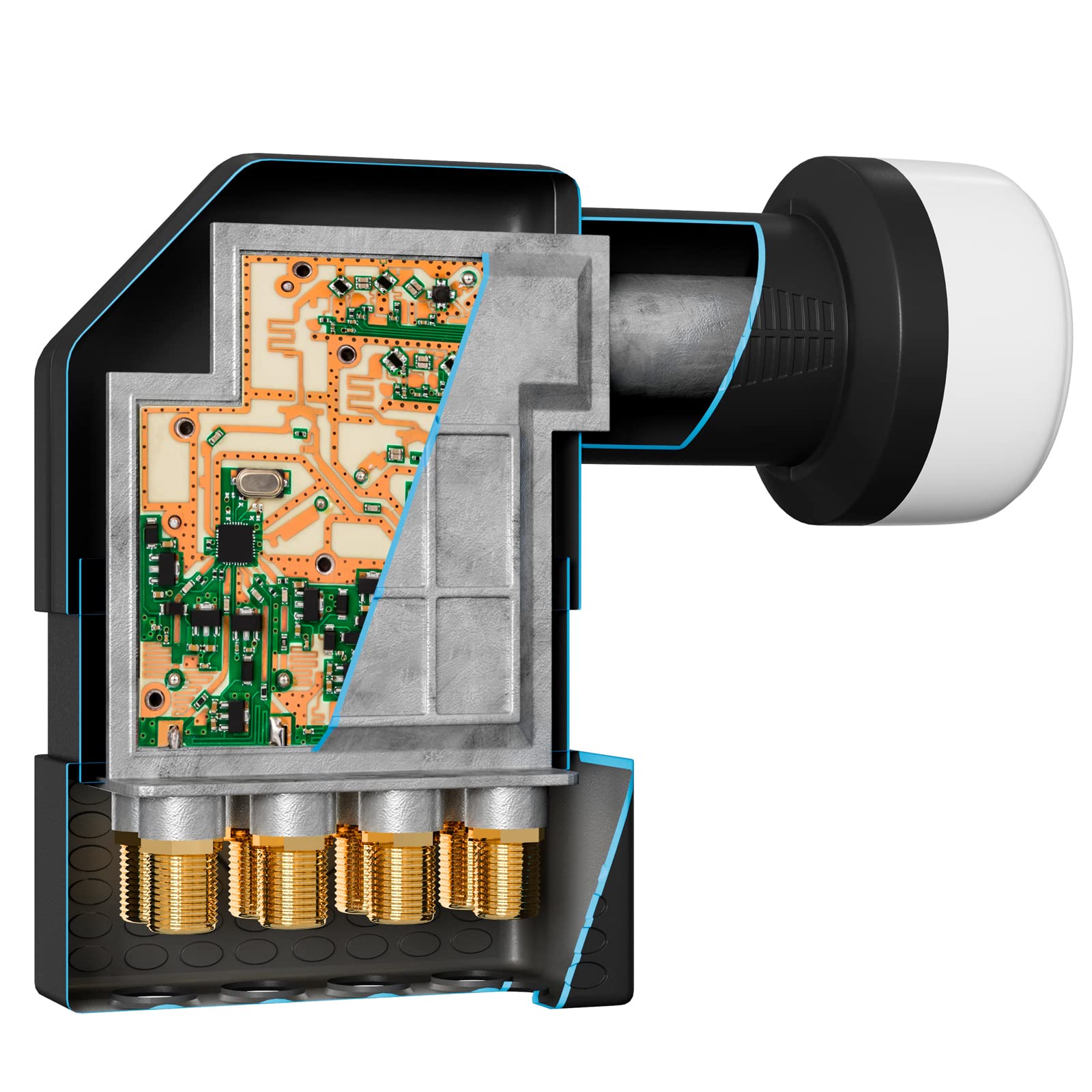 LNB Universel Single Premium 0,1 dB Tête 1 Sortie Full HD 3D Ultra HD