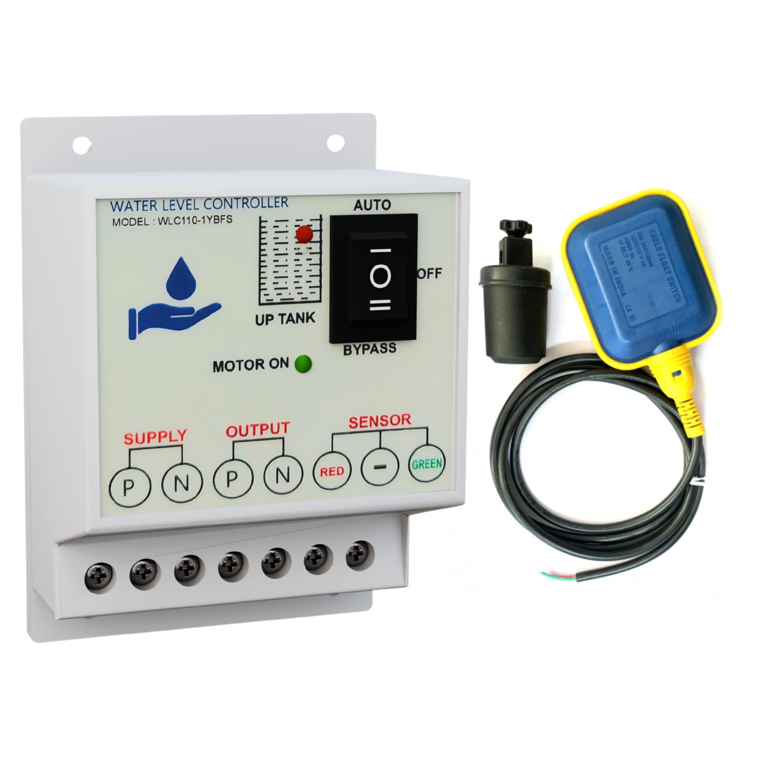 MICROTAIL Plastic Fully Automatic Water Level Controller with One Float Switch sensor, Single Phase 230V AC (White)-picture-39