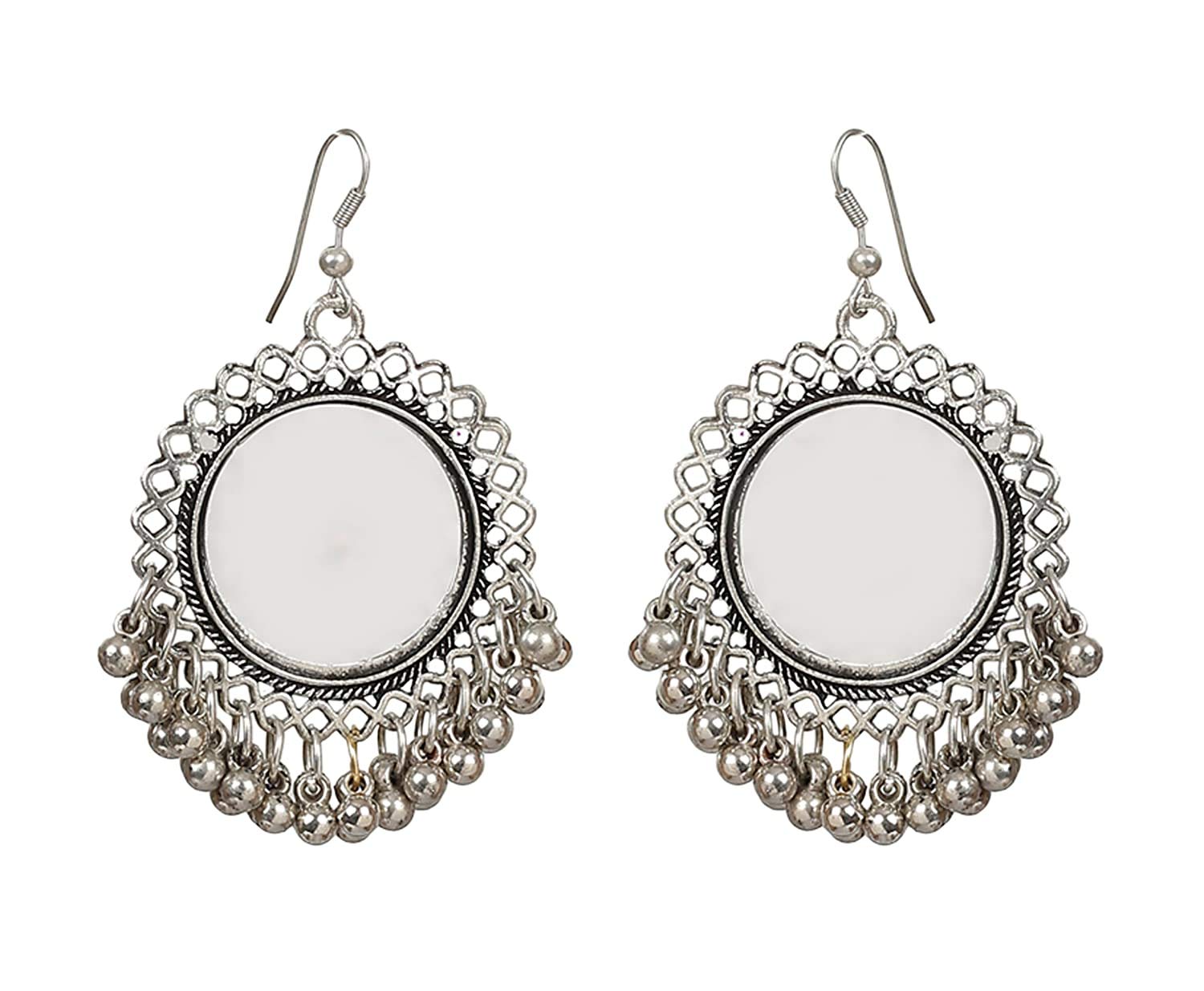 See full amazon price history chart for Blue Nile Oxidized Silver Boho Gypsy Mirror Earrings for girls and women (1 pair) Blue Nile Oxidized Silver Boho Gypsy Mirror Earrings for girls and women (1 pair) (B08KLXB8X2) Amazon Price History, Amazon Price Tracker