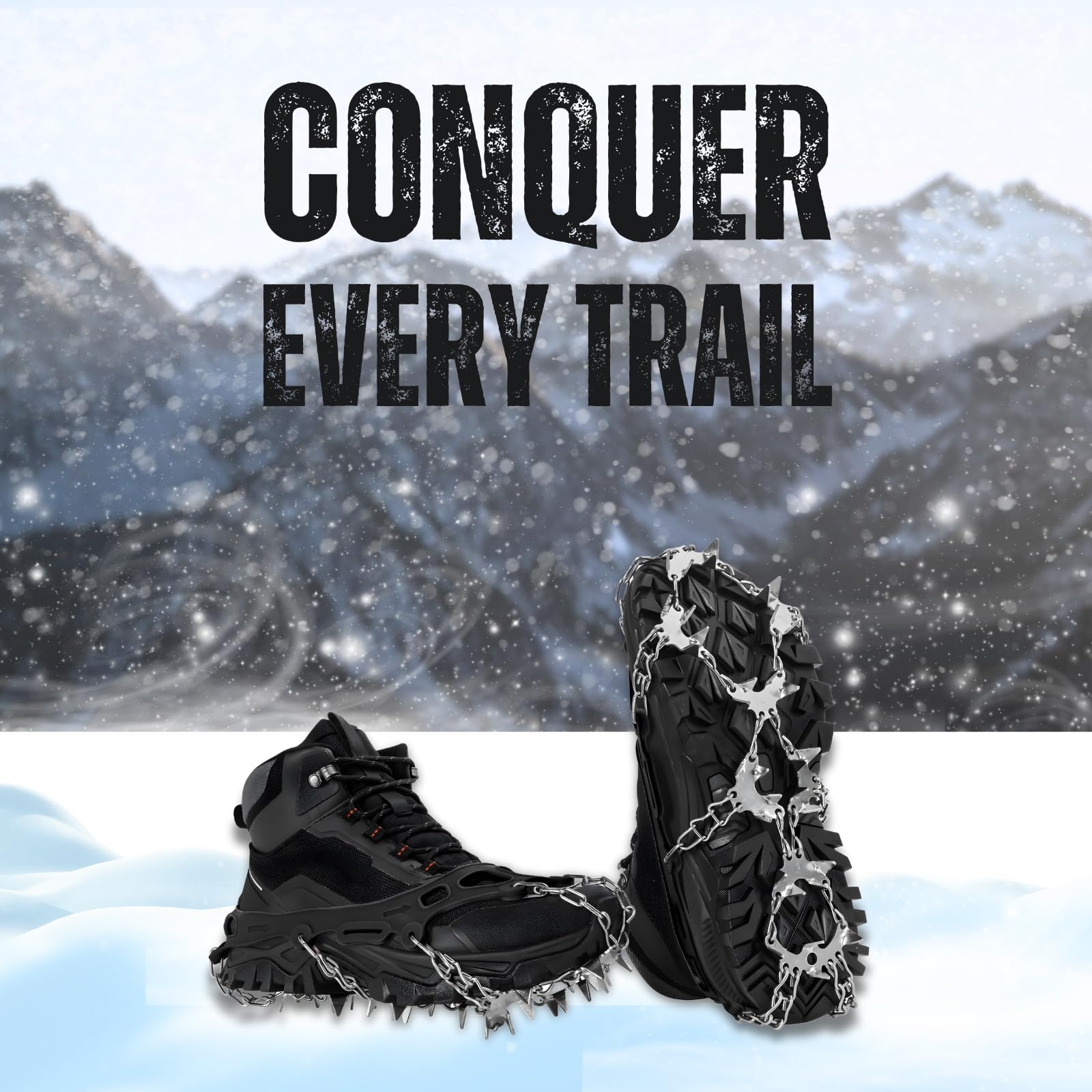 Steigeisen für Schuhe, 32 Spikes, EIS- und Schneegriffe, Edelstahl-Traktionsstollen zum Gehen, Joggen, Klettern und Wandern