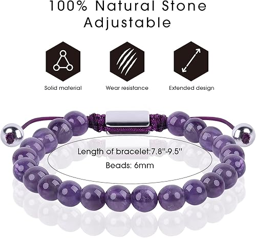 Miniatura 42 de Black Beaded Bracelets for Men Boys: 6mm Obsidian Onyx Lava Beads Mens Bracelet Set Mens Jewelry - Cool Anniversary Valentines Fathers Birthday