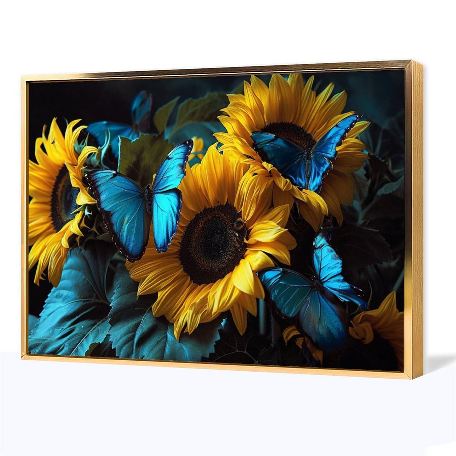 Amazon.co.jp: 絵画 蝶とひまわりインテリア 絵画 魅力的な花 動物