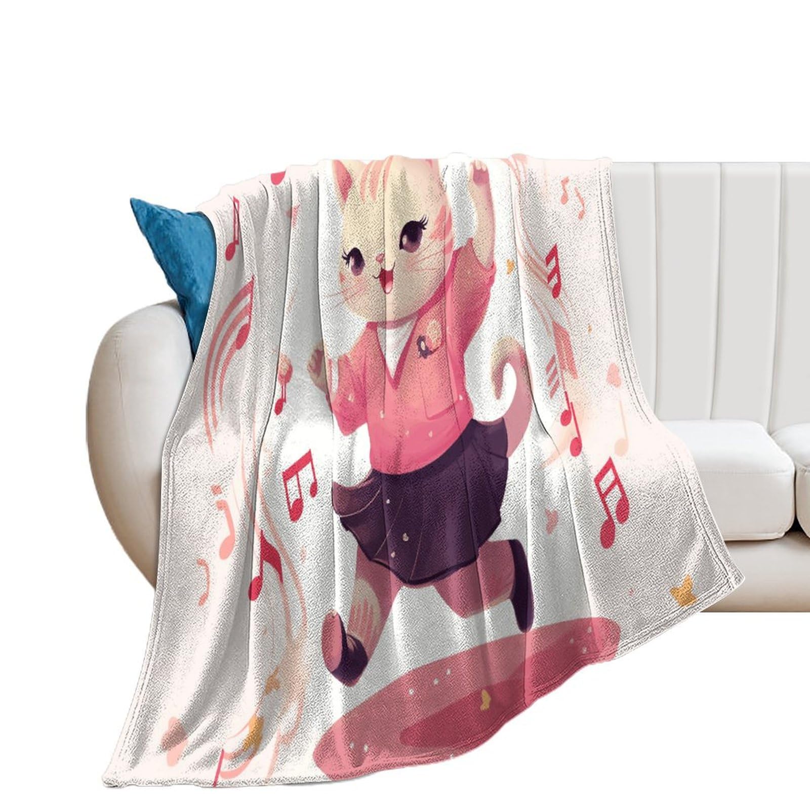 Couverture chat en flanelle 168x229 cm pour canapé et lit