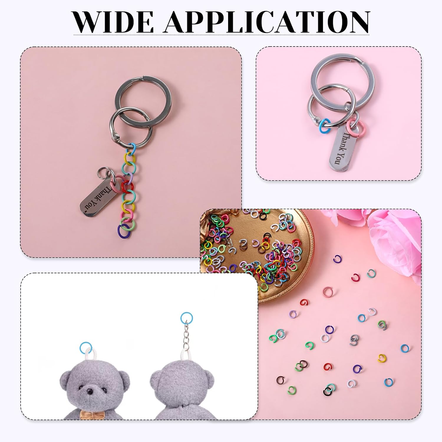 200Pcs Colored Jump Rings for Jewelry Making, 6mm Colorful Iron Open O Rings - Connectors for Keychain, Necklace, Bracelet, Earring, Pendant, Bead Charm Crafting - Image 7