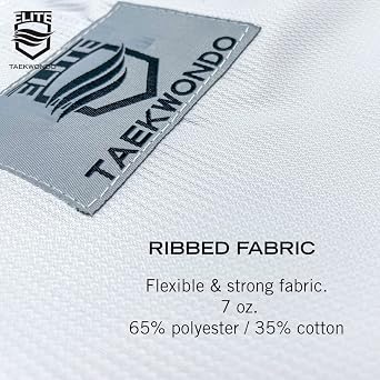 ELITE - Classic White Color Taekwondo Uniform TKD Dobok Ribbed Fabric
