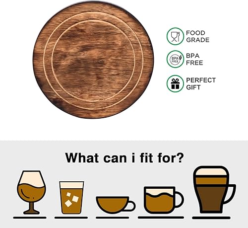 Miniatura 7 de Divit - Posavasos de madera para bebidas, ecológicos, absorbentes, de aspecto antiguo, hechos a mano, juego de 6