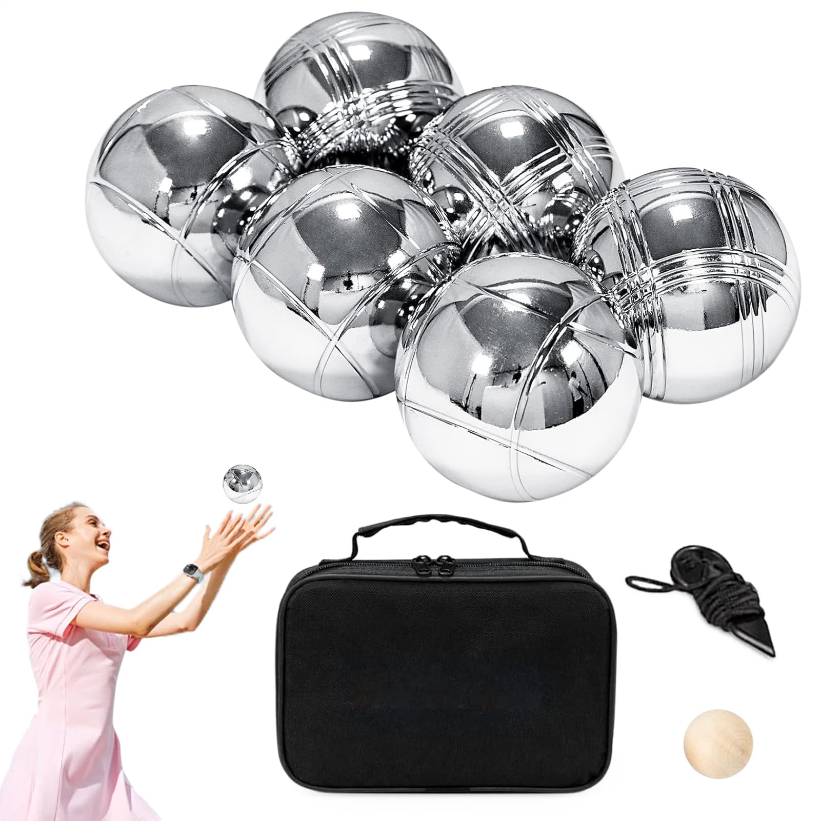 Juego De Bolas De Bocce Metálicas Kit De Juguete De Bocce Y Multifuncional | Bola Metálica de Bolos Para Actividades En El Patio, La Playa, El Picnic Y Las Vacaciones