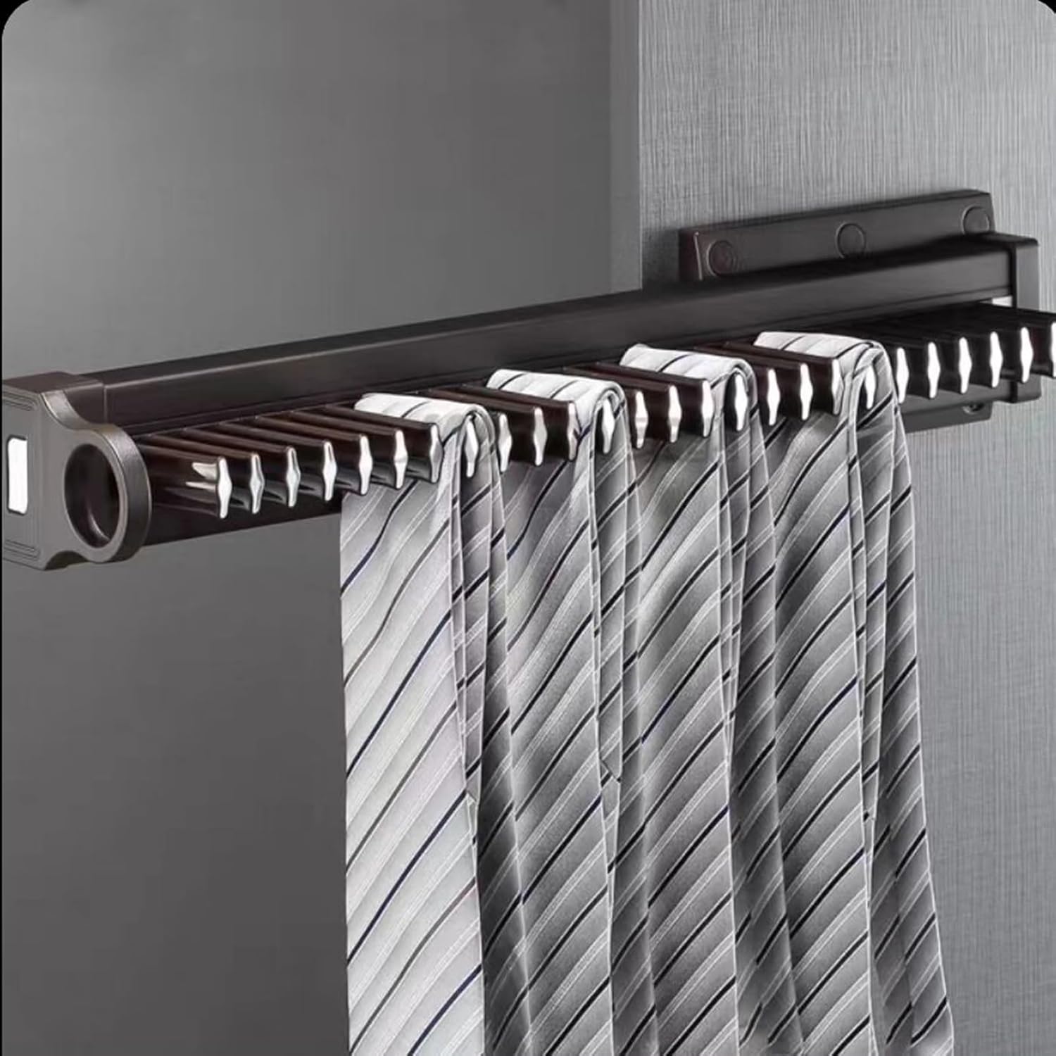 Extendable Tie Rack - Sliding Wardrobe Closet Rod, Closet Organizer Holder, Scarf Belt Holder, Space Saving Pants Hanger Holder, Easy Install Wardrobe Organizer(B)