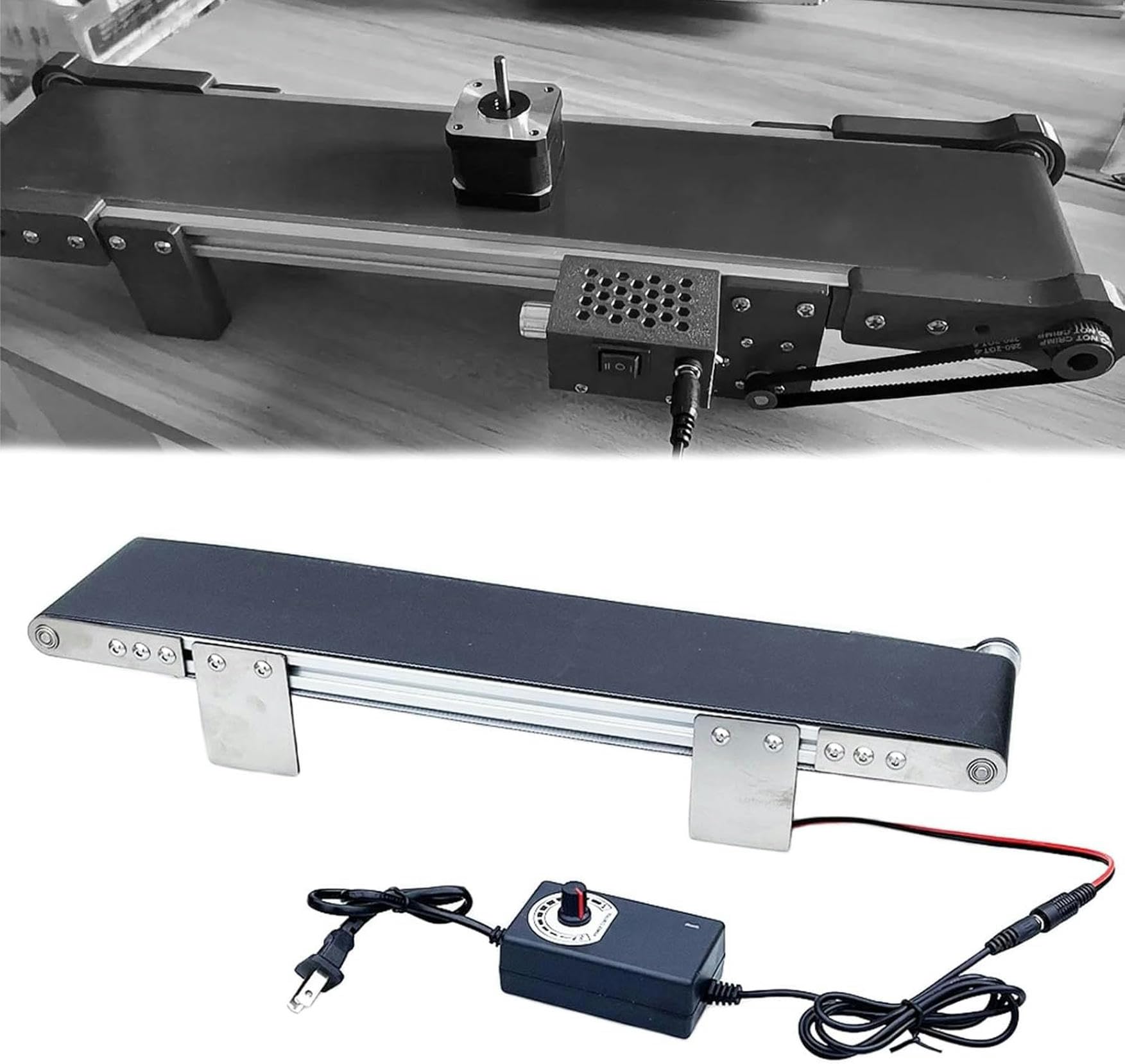 Convoyeur À Bande Plate en PVC 10 X 50 Cm, Petit Convoyeur Métallique pour Chaîne De Montage, Transport Et Étude Expérimentale du Frottement