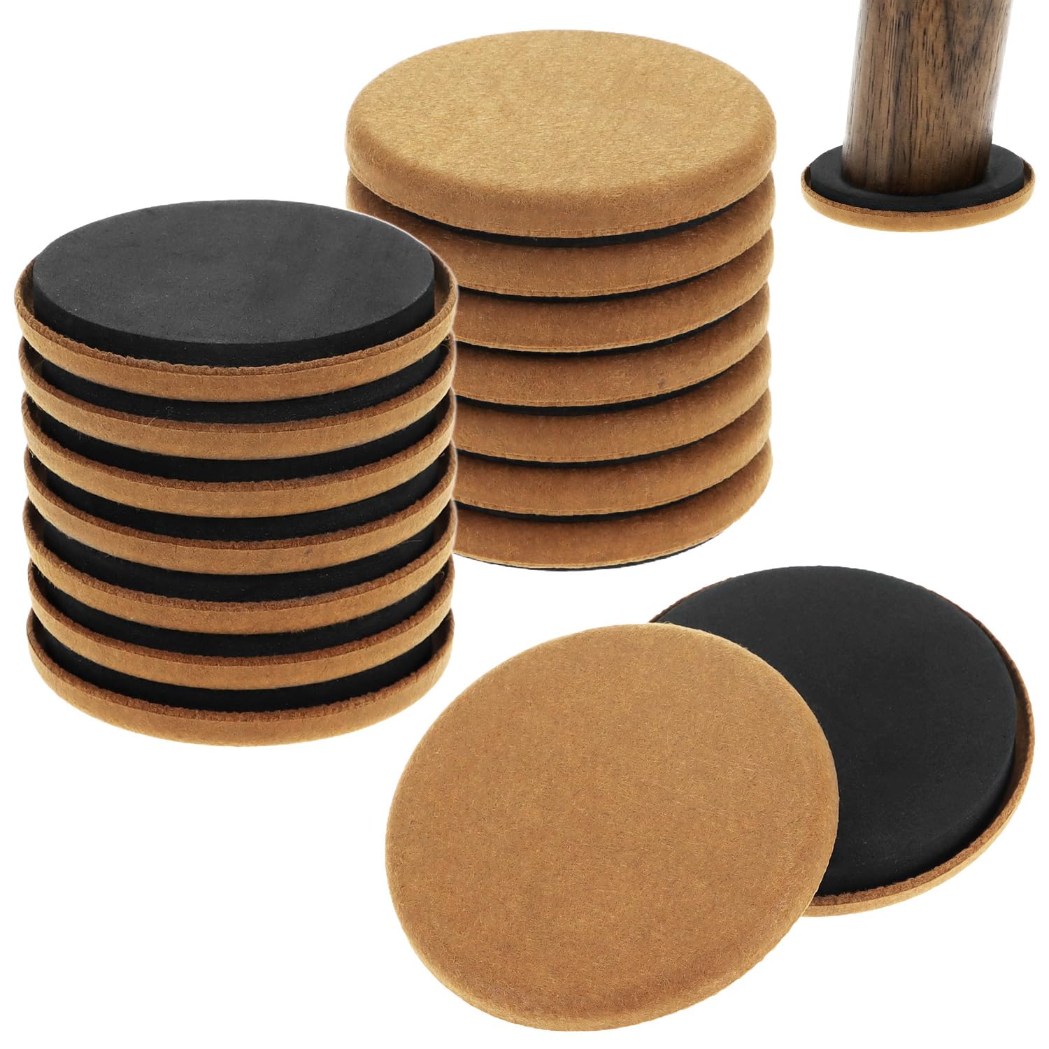 QWORK® 16PCS Felt Furniture Sliders for Wooden Floors, 9cm – Reusable Gliders Coasters for Heavy Furniture and Appliances