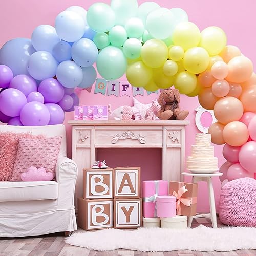 Miniatura 5 de JOGAMS - Kit de guirnalda de globos pastel, paquete de 126 arcos de globos arcoíris, 51218 pulgadas, juego de globos de colores surtidos para fiesta
