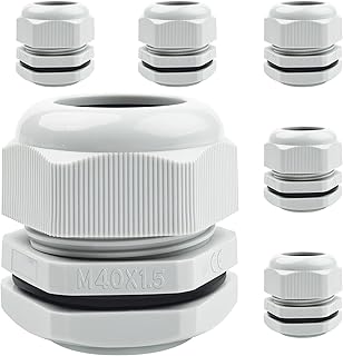 6 prensa-estopas impermeáveis M40 x 1,5 (24 - 31 mm) ajustáveis IP68 conectores de cabo de contraporca prensa-estopas de enchimento proteção ambiental juntas de plástico com anilha