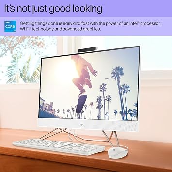 HP 2024 All-in-One Desktop | 24-CB100 | 23.8 1920x1080 IPS | Intel Core i5-1235U 10-Core | 16GB DDR4 | 1TB SSD | Windows 11 Home | Wi-Fi 6 - BT 5.3-720p HD Camera - Starry White