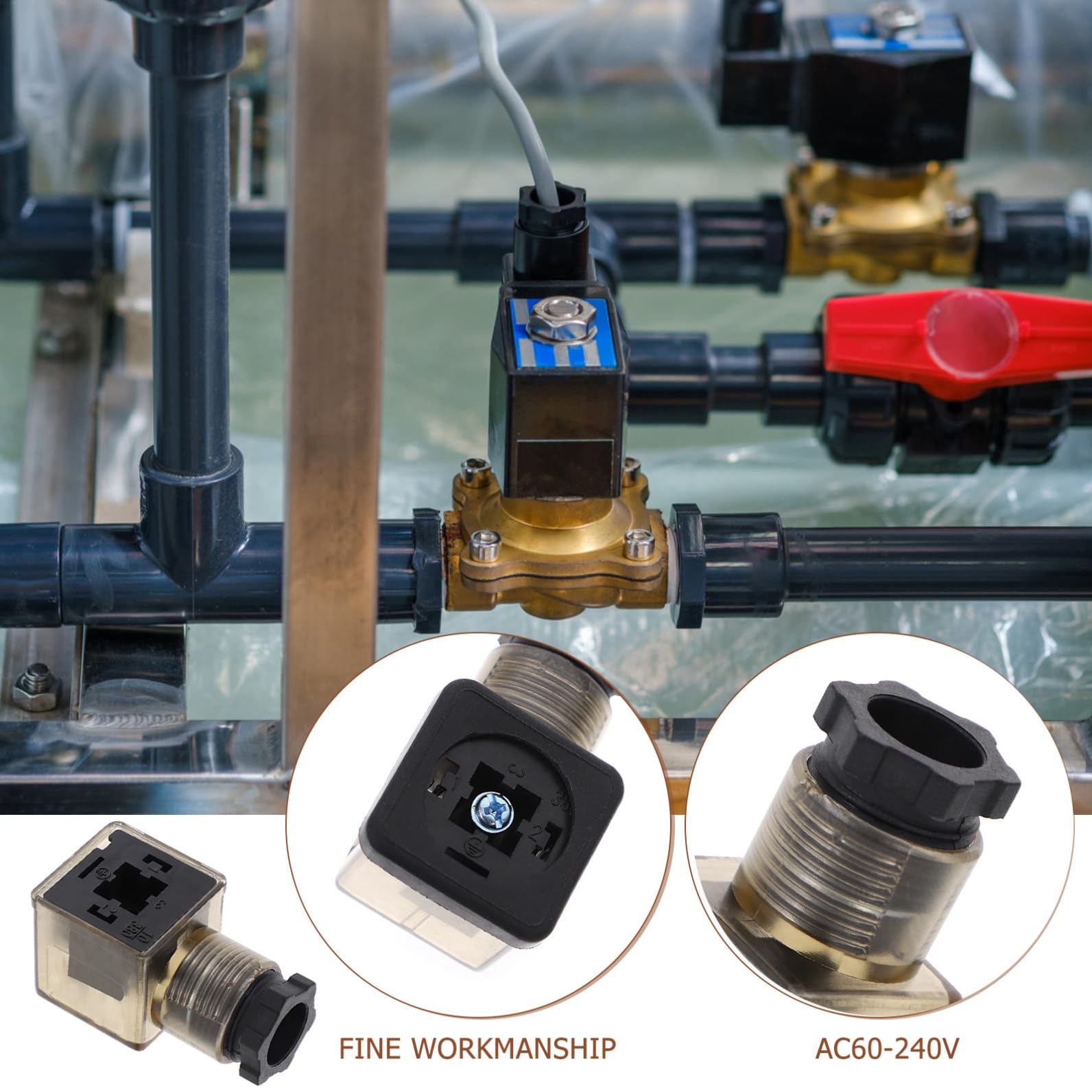 3 Poliger Magnetspulenstecker mit LED Anzeige und Langlebiger Anschlussdose aus PP und Gummi Geeignet für Wasserdruckventile und Hydraulische Systeme