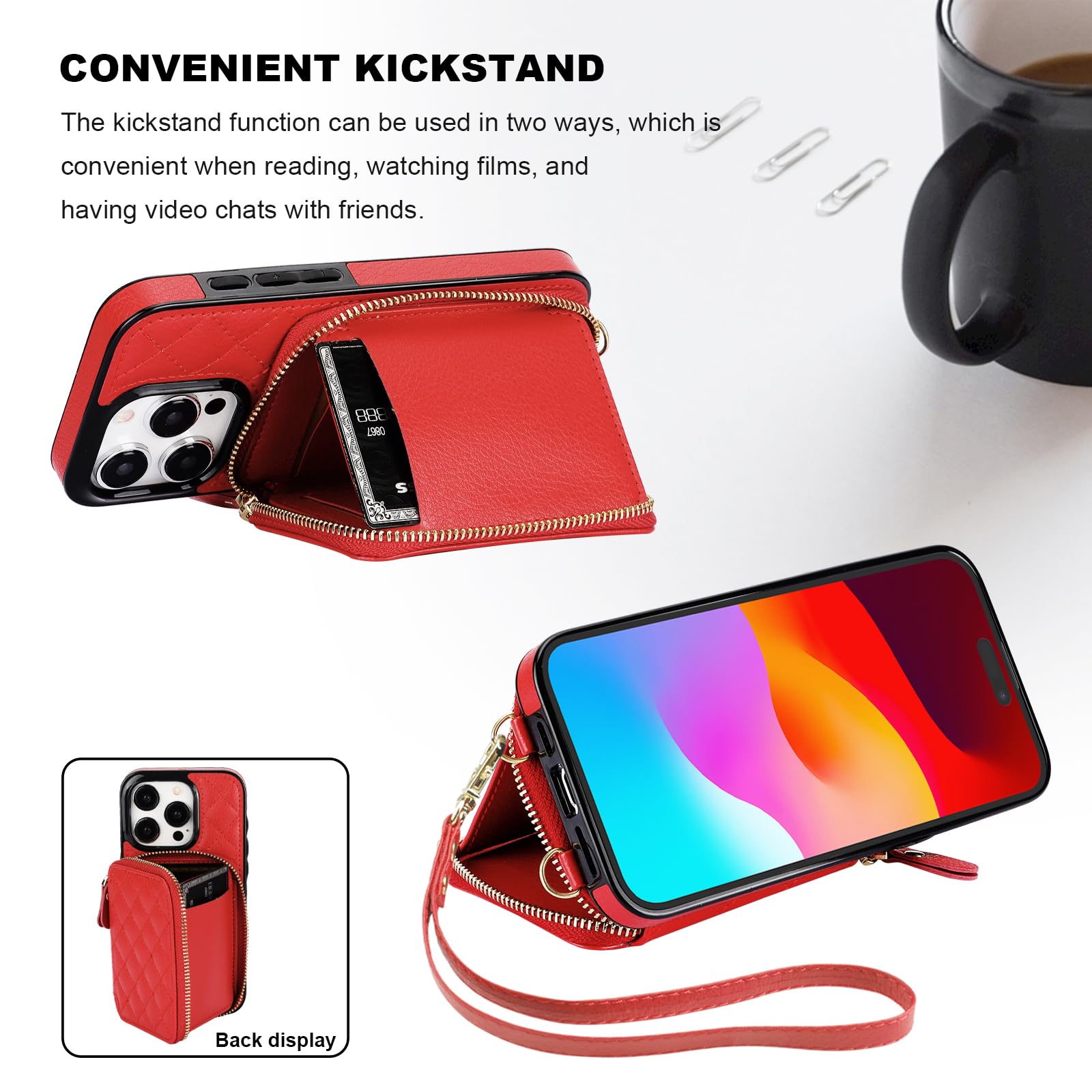 Bocasal Crossbody-Hülle Für IPhone 15 Pro – Mit RFID-Schutz, Kartenfach & Umhängeband