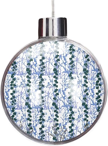Adornos de esferas de Navidad 2023, azul, turquesa, gris, botánico, transparente, adorno para árbol de Navidad, inastillable, acuarela, arte