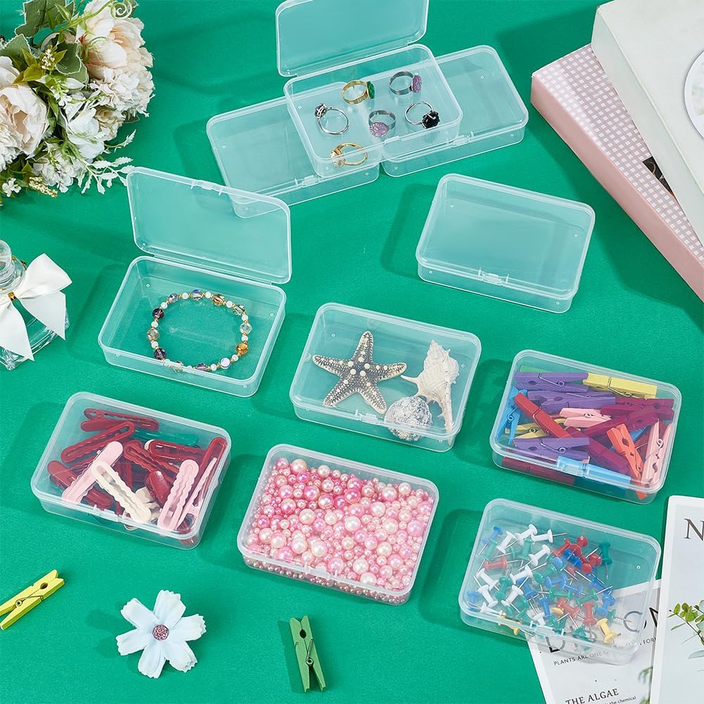 PH PandaHall 50Pcs Beads Storage Containers Clear Plastic Box with Lids 4.17x3x1 Small Bead Organizer Box Jewelry Storage Containers for Small Items Pins Crayon Dice Tiny Totes