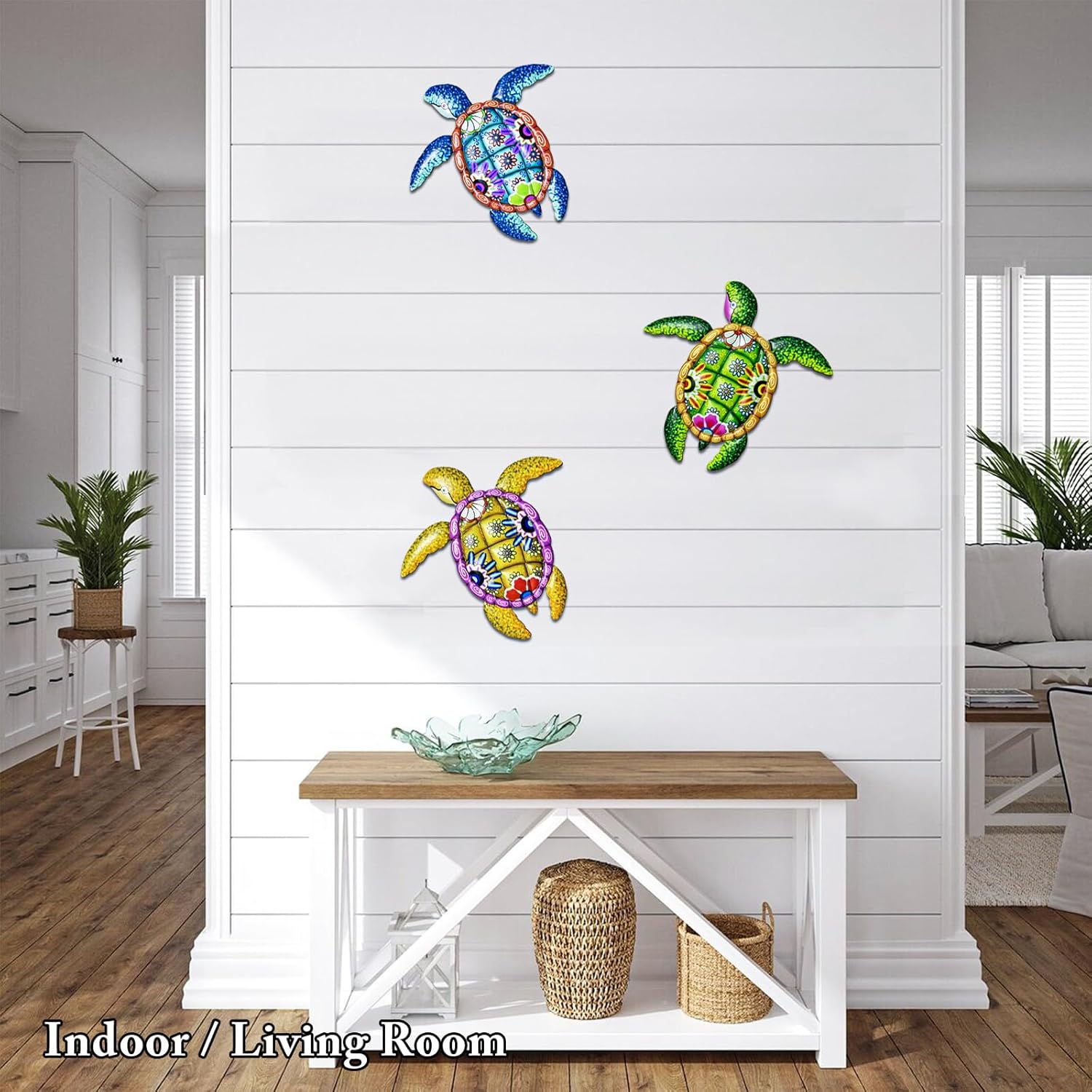 WHBIMGOOO Metal Sea Turtle Wall art Decor，Beach/Ocean/Nautical Theme Outdoor wall decor，Decorations for Garden Backyard Pool Patio Balcony Kitchen or Bathroom (3 Pack)
