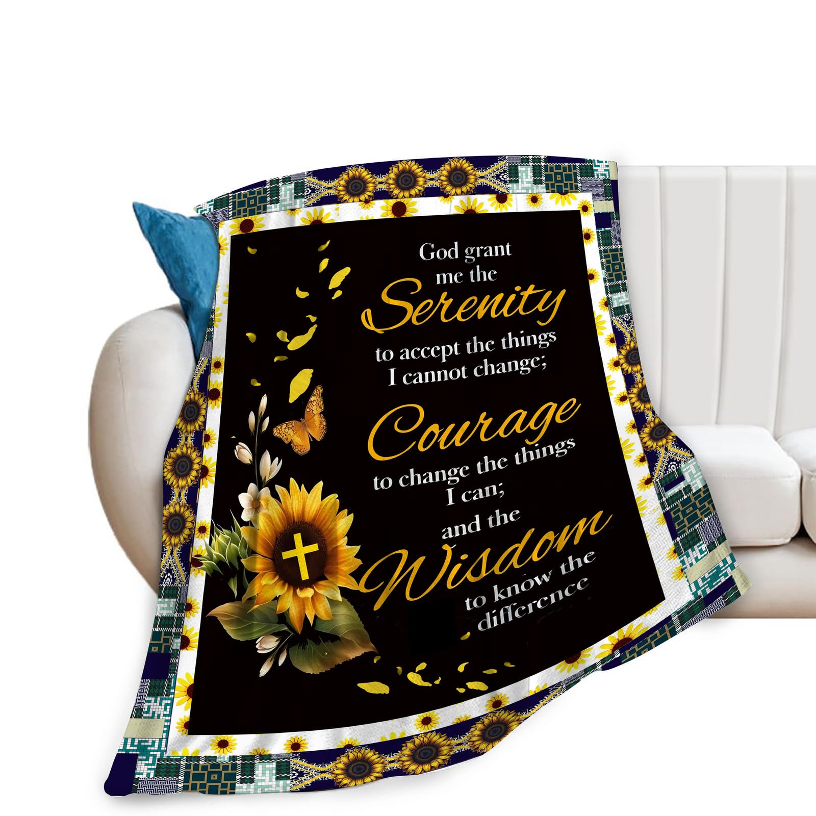 Serenity Prayer Throw Blanket, Christian Blanket Gifts for Prayer Women Men, Religious Bible Verse Blankets Soft Warm Cozy Fleece Blankets for Couch Sofa Bed 40"x50"
