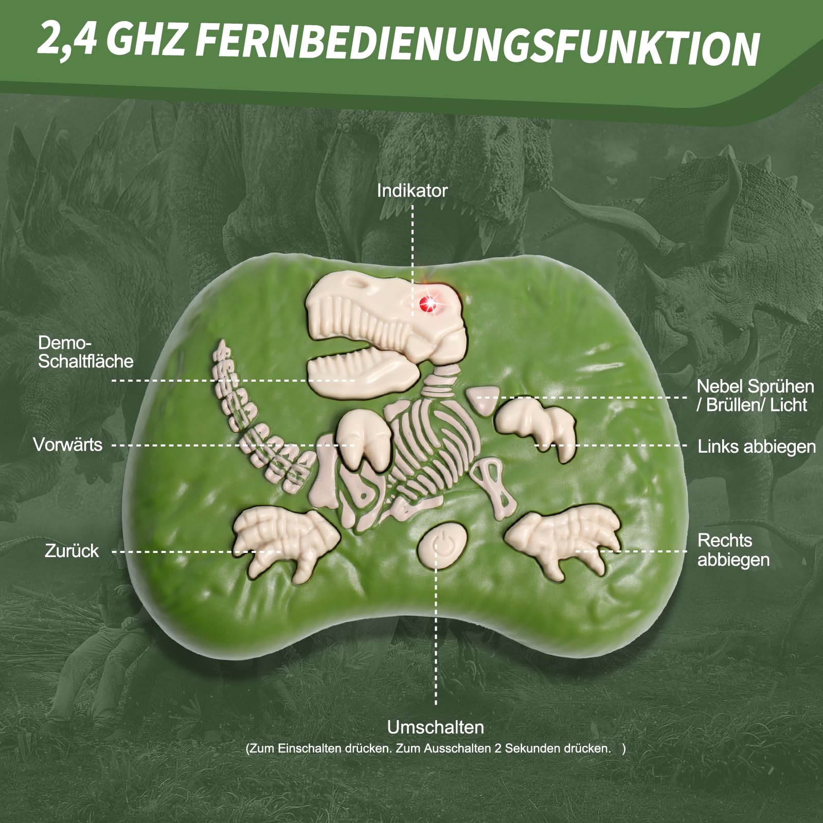 Sunrad Kinder Ferngesteuertes Dinosaurier Spielzeug,Elektronik T-Rex Dino Spielzeug mit Sprühen, Lichtern und Brüllen, Gehen, Dinosaurier Spielzeug für Jungen Mädchen ab 3 4 5 6 7 8 Jahre Geschenk