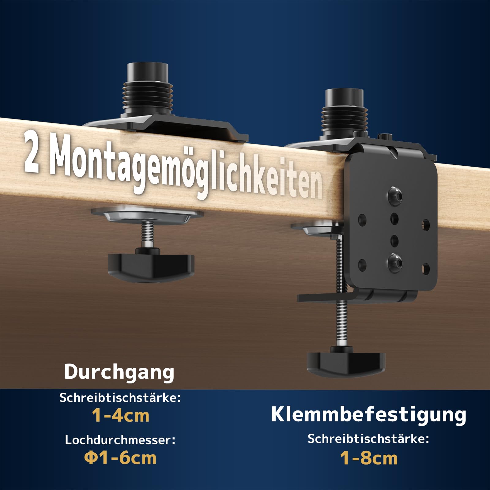 Monitor Halterung 2-Monitore übereinander für 17-49 Zoll Flach & Curved Bildschirme, Vertikale Bildschirmhalterung 2 Monitore Höhenverstellbar mit 20Kg Pro Arm, VESA 75/100 mm, Schwarz