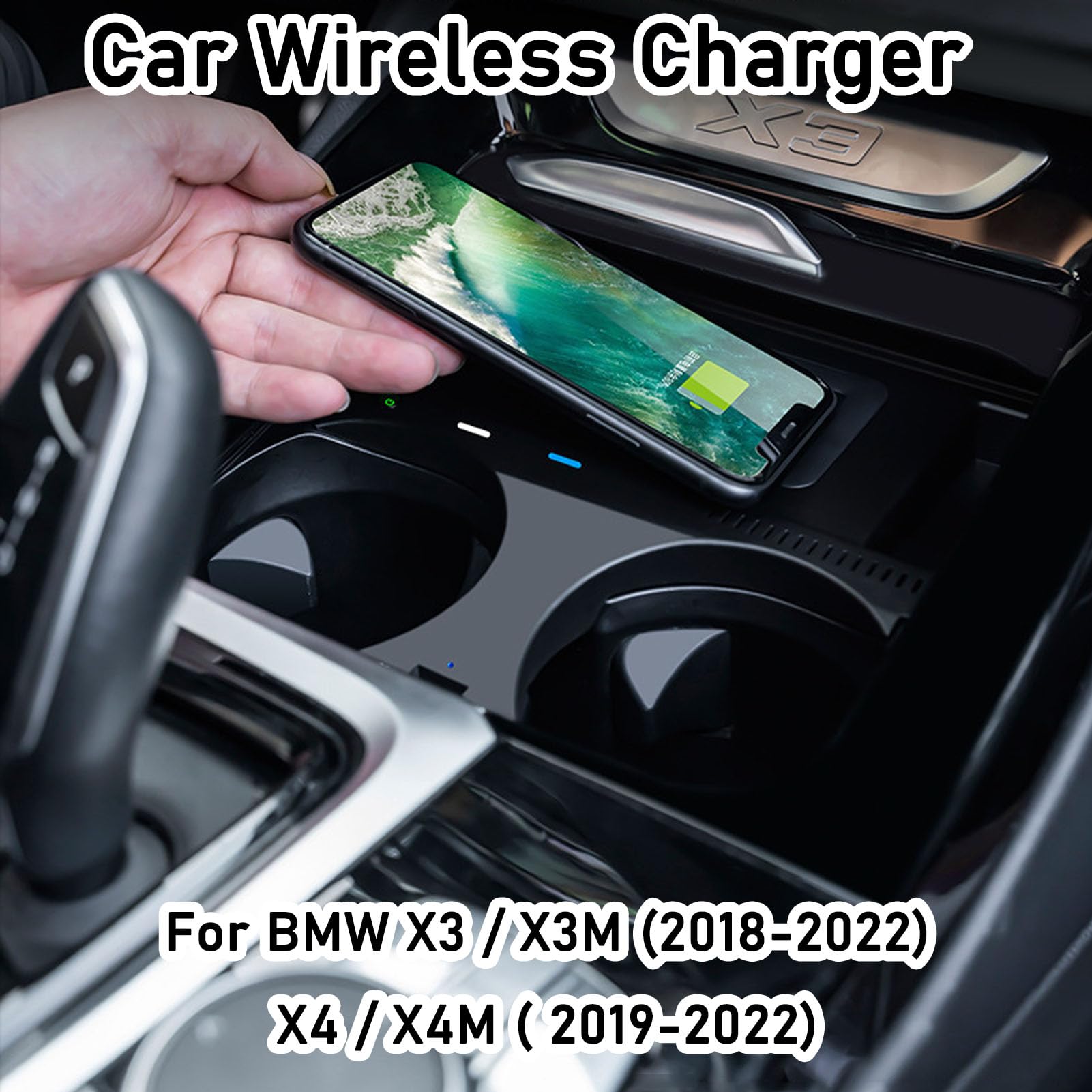 Caricatore Wireless Per Auto per Bmw X3/x3m (g01) (2018-2022) X4/x4m (g02) (2019-2022) Tutti I Modelli Con Sistema Di Raffreddamento A Doppio Canale D'aria Accessori Di Aggiornamento