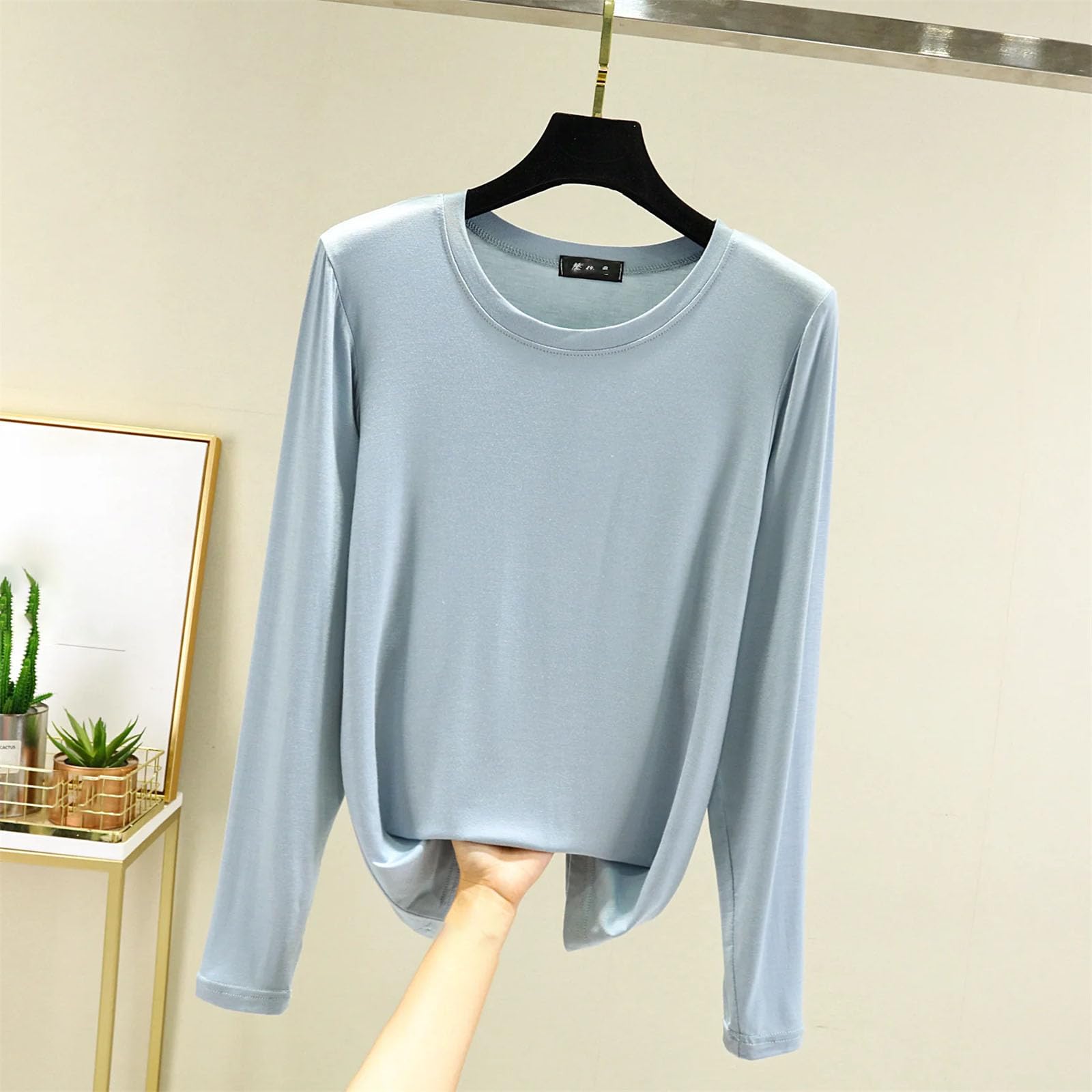 Girocollo Bottoming Camicia Maniche Lunghe Donna Slim Fit T-Shirt Abbigliamento Casa T-Shirt Top