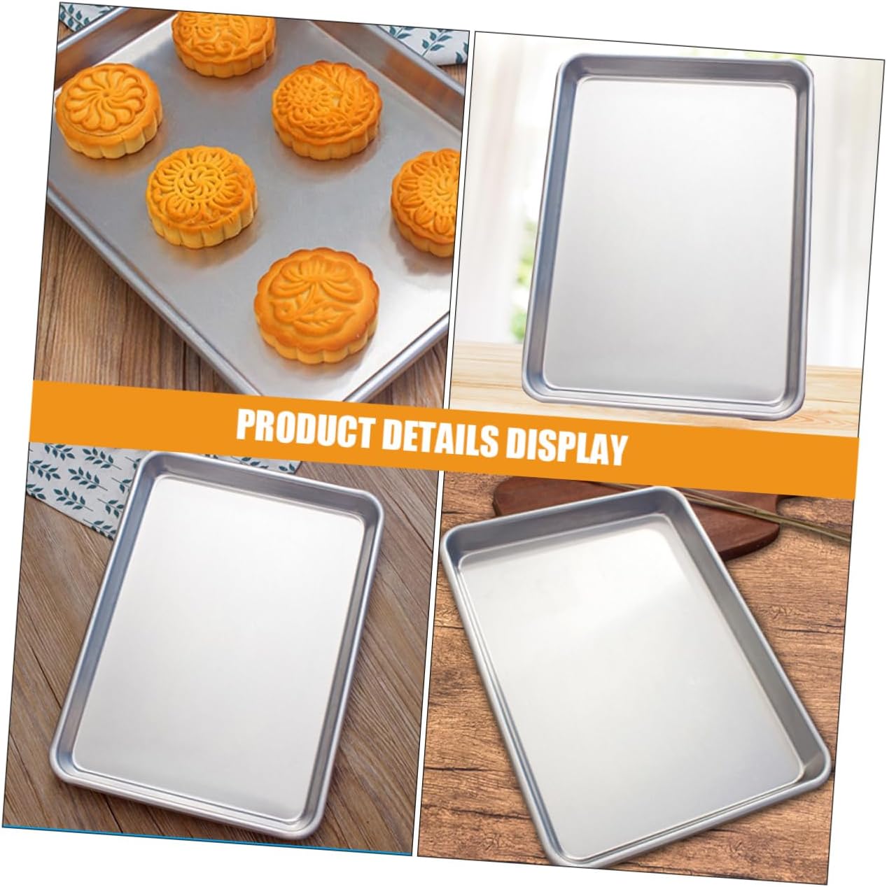 2-piece Aluminum Alloy Sheet Cake Pan Rectangle Baking Trays for Cookies Pies Snacks Lightweight Baking Supplies