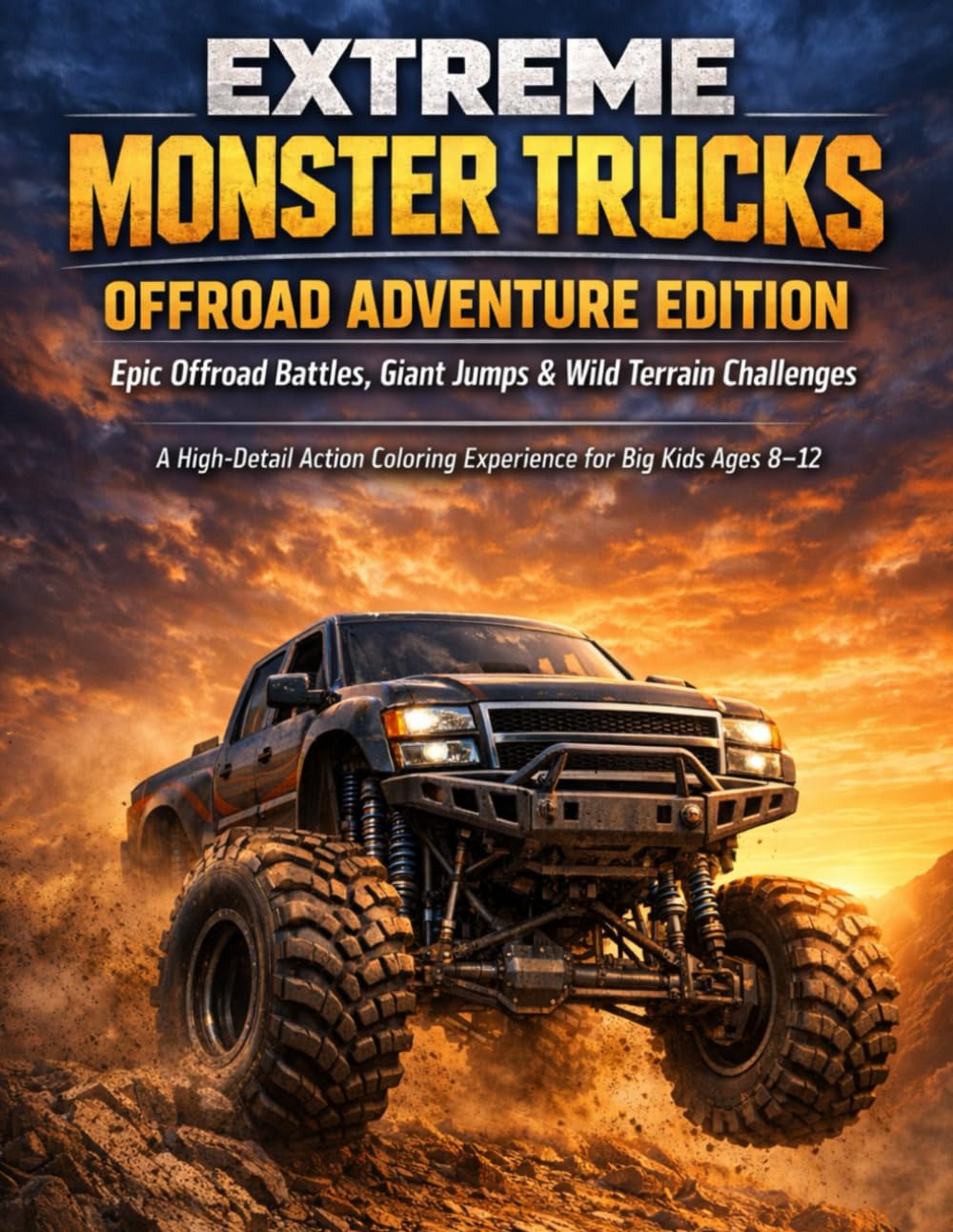 EXTREME MONSTER TRUCKS: OFFROAD ADVENTURE EDITION Epic Offroad Battles, Giant Jumps & Wild Terrain Challenges High-Detail Coloring Book for Big Kids Ages 8–12