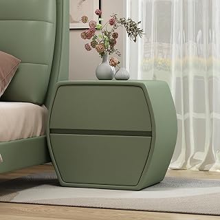 Mesita de Noche con 2 cajones, mesita de Noche con Envoltura de Cuero de Microfibra, mesita de Noche Moderna con Soporte para Dormitorio, para Muebles de Dormitorio (Color: Verde a
