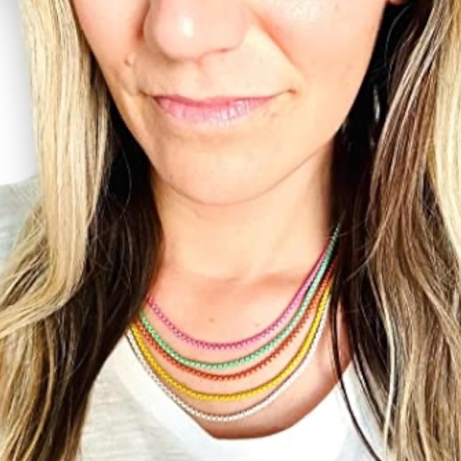 Wine Wear Layered Snake Chain Necklace for Women - Multi-Strand Gold-Tone Colorful Statement Necklace - Tarnish-Resistant Hypoallergenic Fashion Jewelry | Mother's Day Birthday Gift for Her