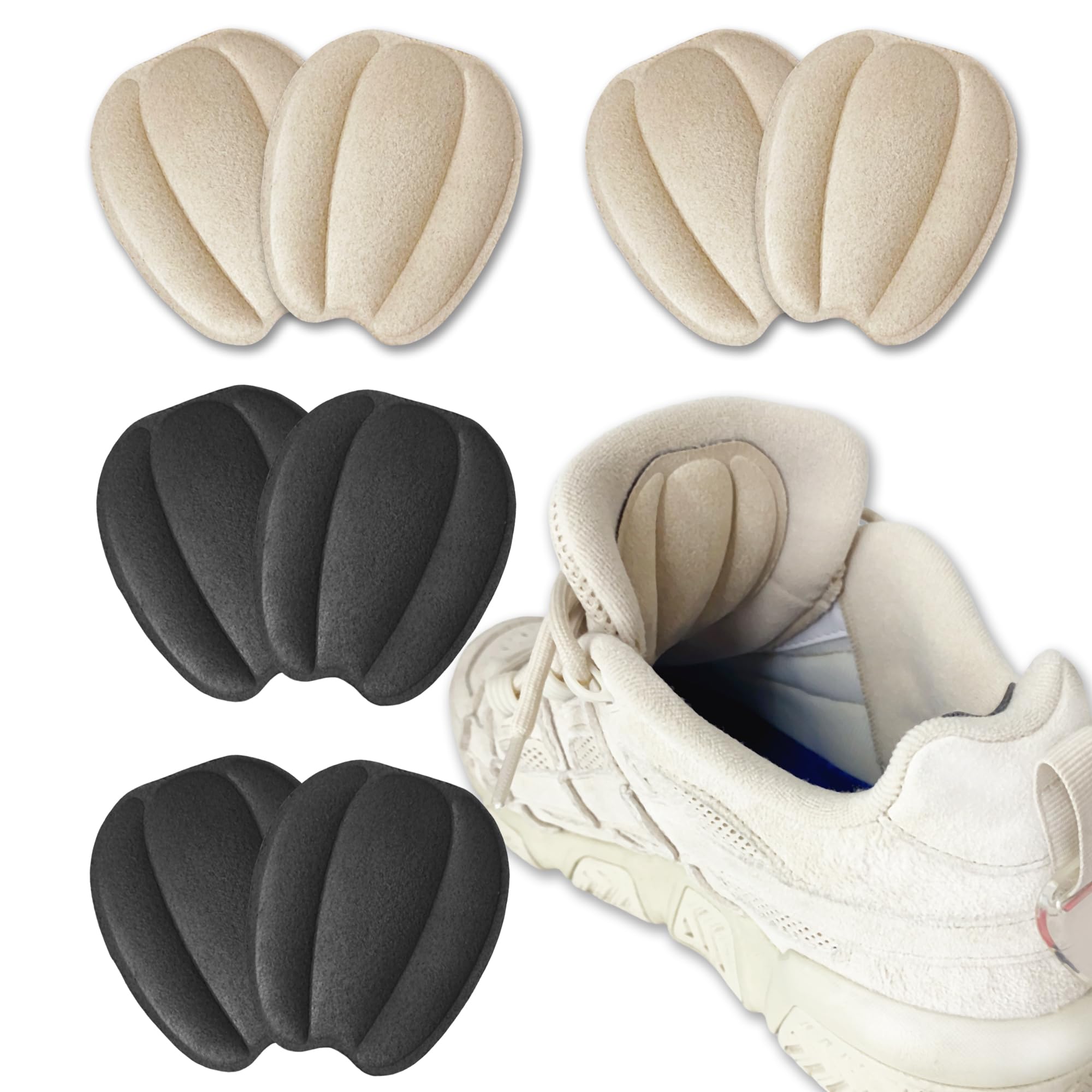 Shoe Tongue Pads - 4 Pairs Foot Pads for Women Men Shoes Too Big Soft Non Slip Heel Cushion Make Shoes Smaller