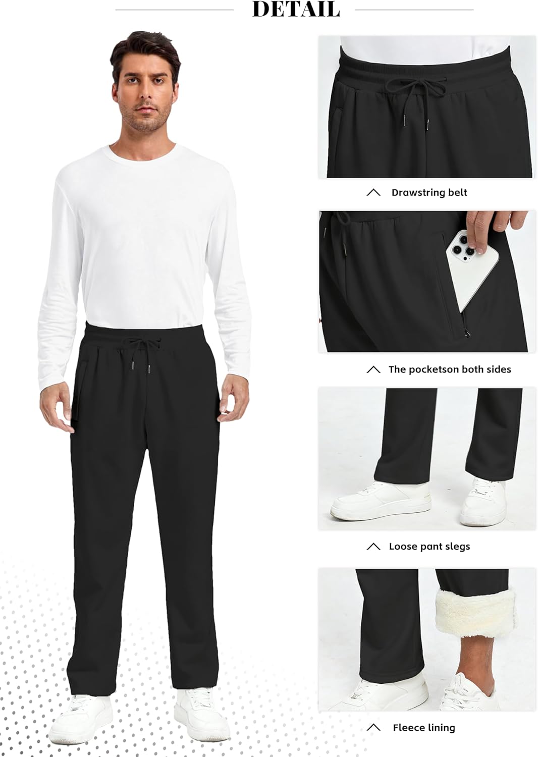 Shiyifa Men's Winter Warm Fleece Sherpa Lined Sweatpants Active Thermal Track Jogger Pants with Pockets - Image 6