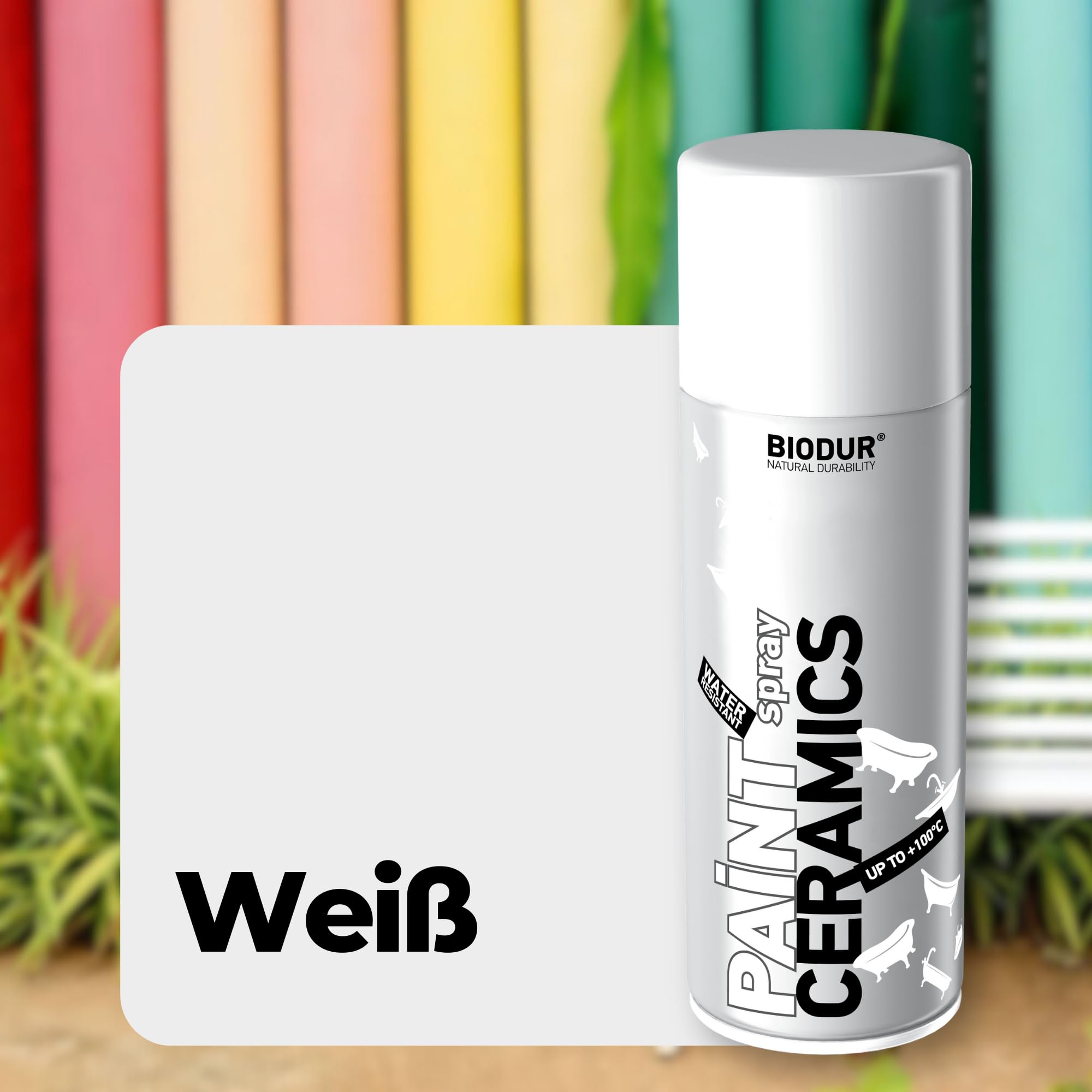 Emalia, lakier ceramiczny w sprayu, błyszczący, 400 ml, lakier akrylowy, wysoko kryjąca farba w sprayu, odporna na promieniowanie UV, puszka sprayu do renowacji, szybkoschnący, do białych