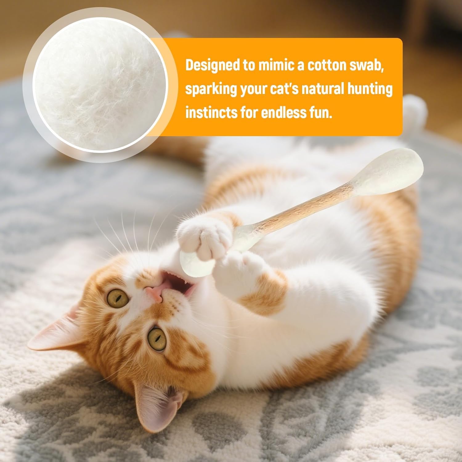 6 sztuk Giant Q Tip Cat Toy with Premium Catnip, interactive Cotton Swab Cat Kicker Toy for Indoor Cat, Soft Plush Teething Chew Sticks for Boredom Relief and Exercise