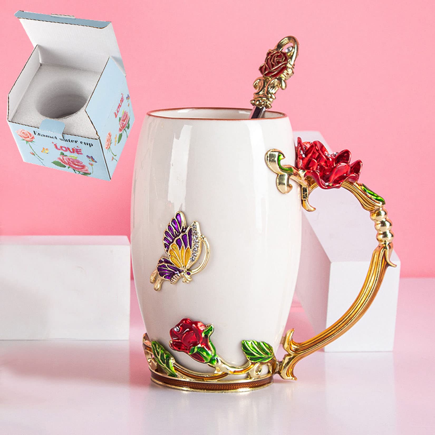 FLUFFY DREAMS - Tazza da caffè e tè in ceramica, grande muffin cupcake 3D, divertente, dipinta a