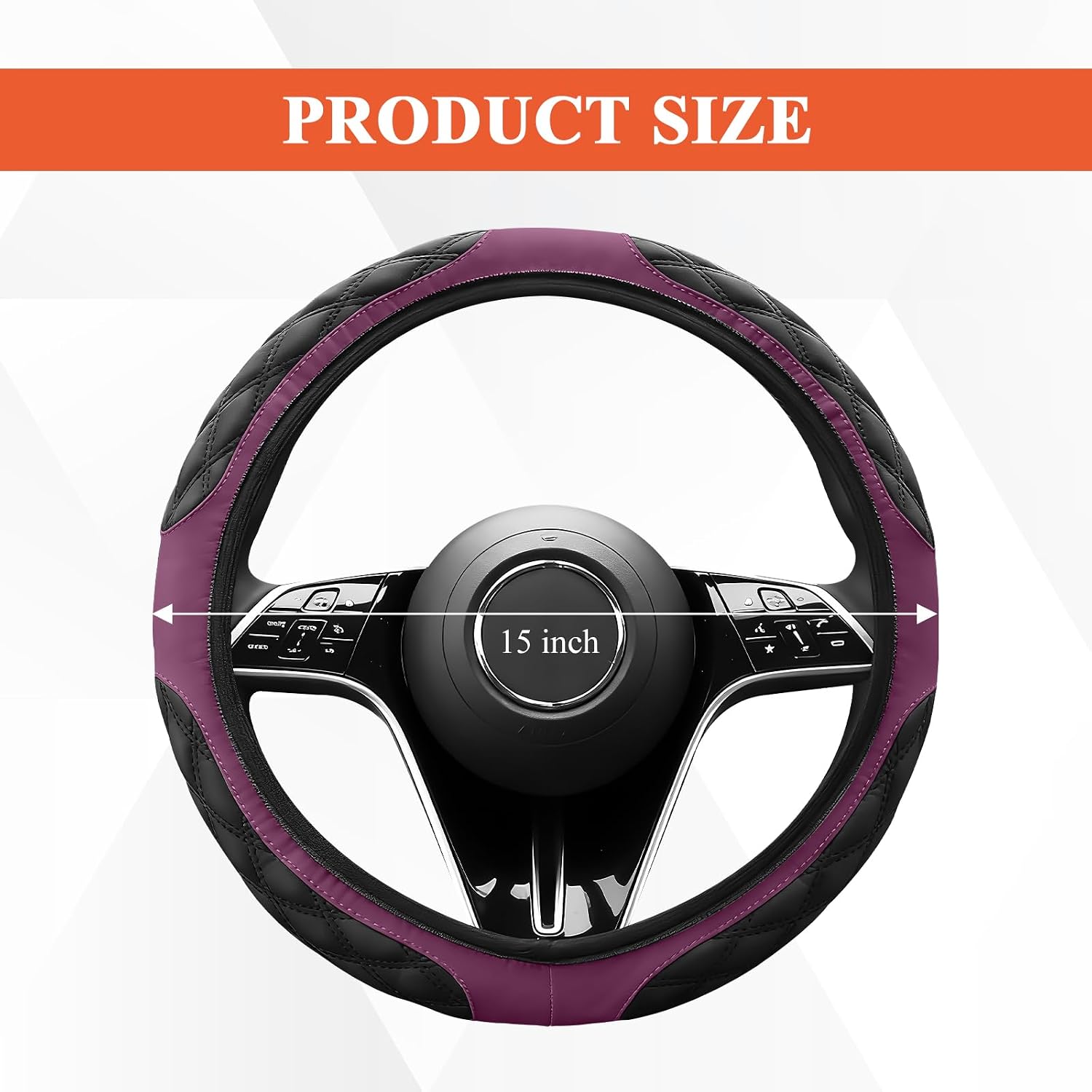 Car Steering Wheel Cover, Non-Slip Leather Steering Wheel Protector, Soft Stylish Wheels Cover Fits 15 Inch for Most Vehicles, Universal Interior Car Accessories (Purple) image 2