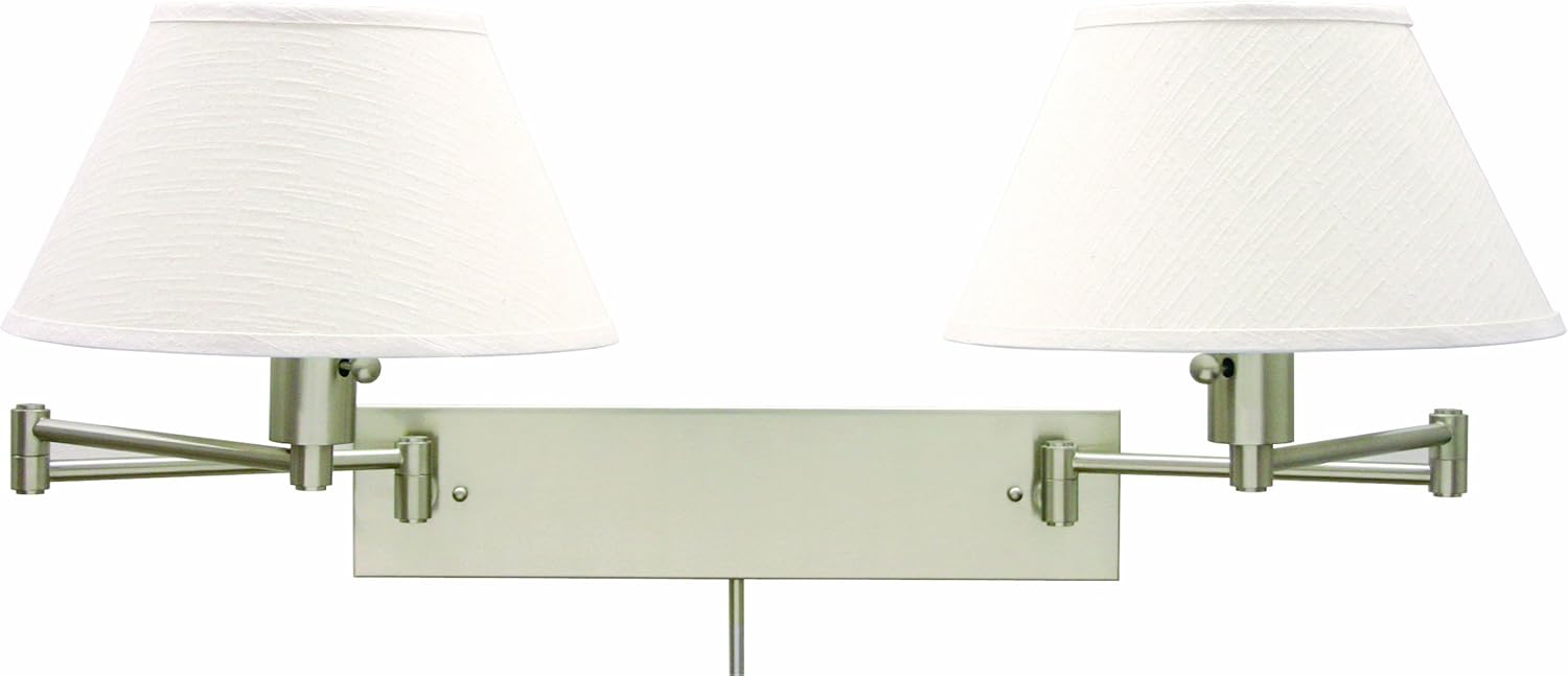 House Of Troy WS14-2-91 Home/Office Collection Double Wall Sconce Swing, Oil Rubbed Bronze with White Linen Hardback