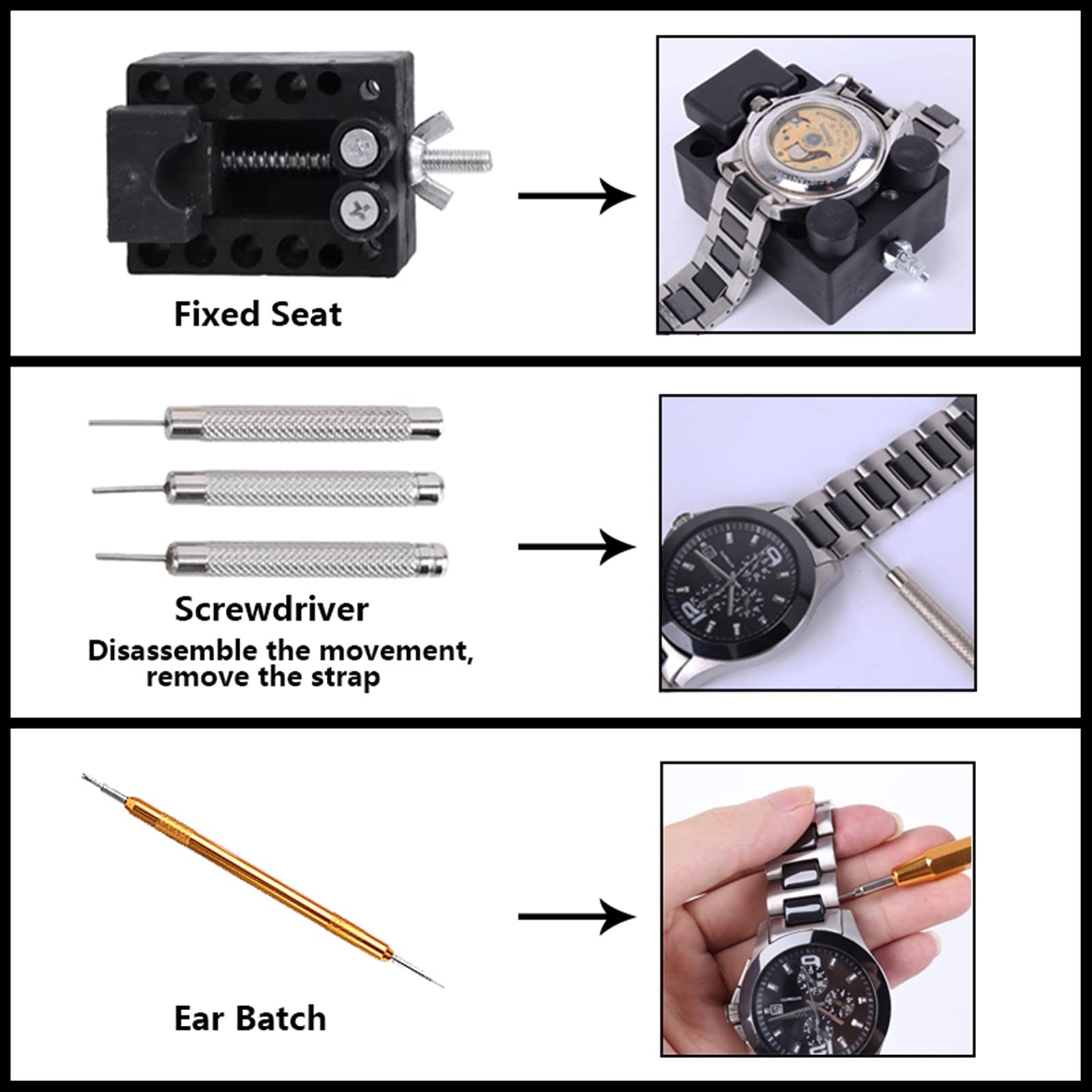 Zestaw narzędzi do naprawy Narzędzia Watch Multi Funkcja Zestaw narzędzi ręcznych Zestaw narzędzi Remover Shell Otwieracz i Watch Battery Wymiana paska Igła(31pcs)
