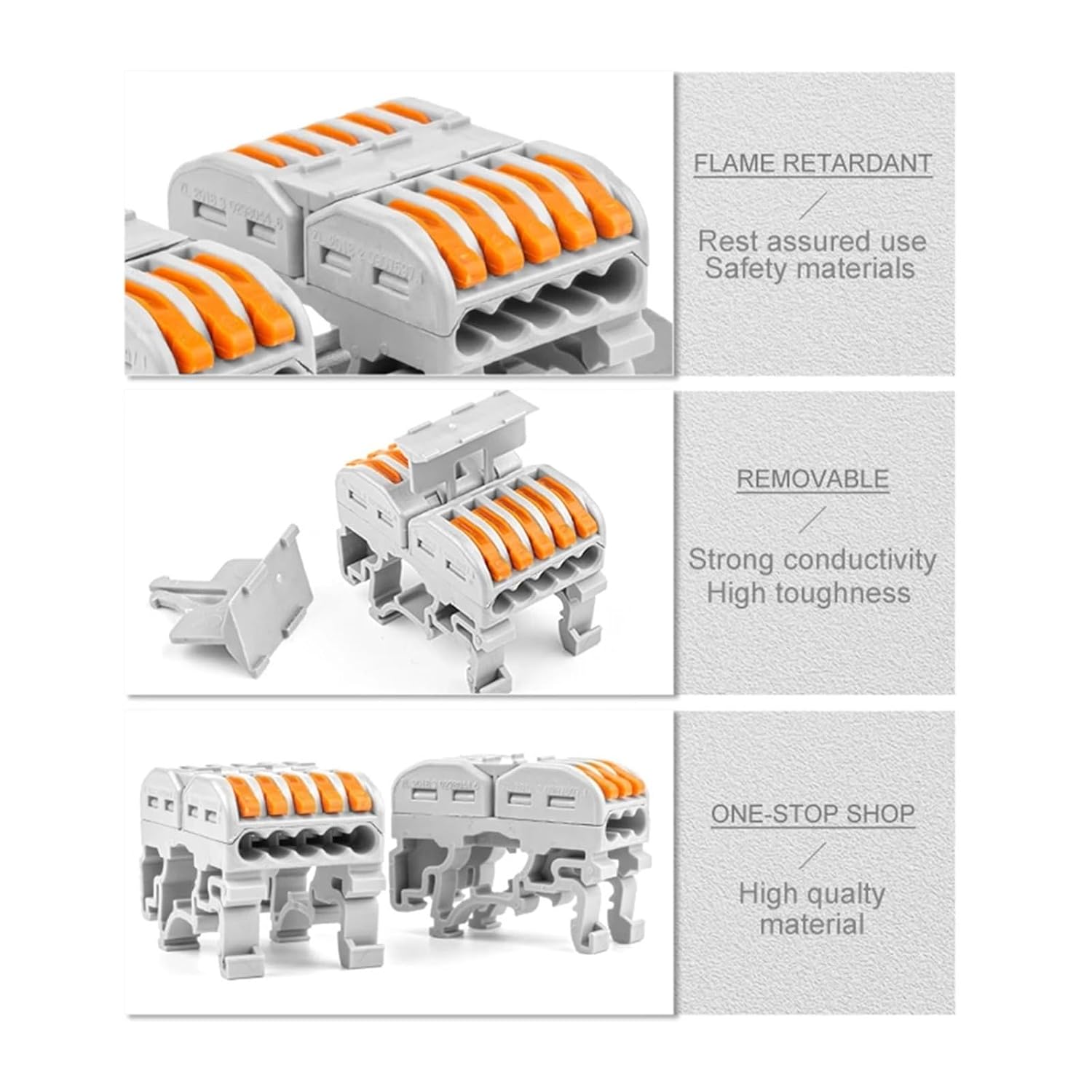 Fast Wire Cable Connectors 3/5Pin Universal Compact Conductor Spring Splicing Wiring Connector Push-in Terminal Block(2215)