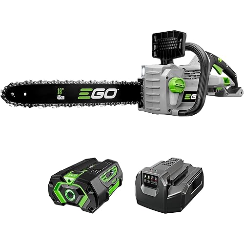 EGO POWER+ Chain Saw, 18” Battery Powered Chainsaw, Electric Cordless, Includes 56V 4.0Ah Battery and Charger – CS1803