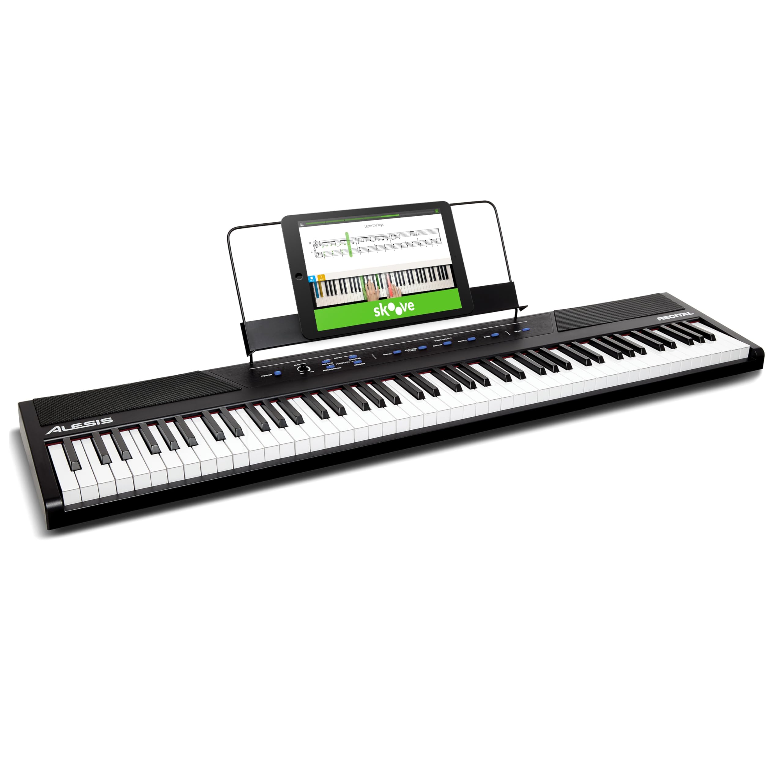 Alesis Recital 88 Key Digital Piano Keyboard with Semi Weighted Keys, Built-In Speakers and Piano Lessons