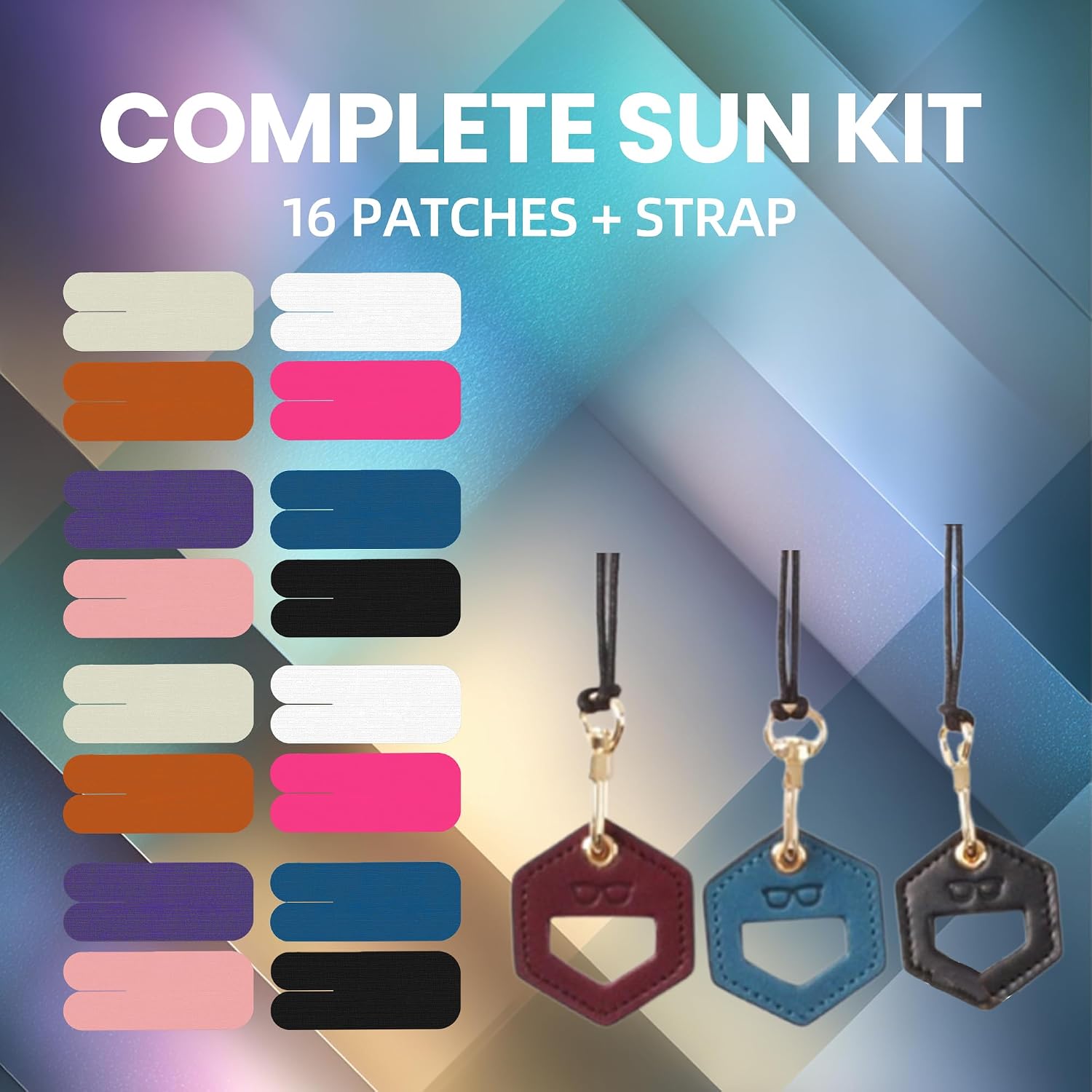 Anyhorse Nose Sun Protection Patch Kit 16-Pack – 7-Color UV Cotton Strips + Glasses Chain Holder for Cycling, Beach, Hiking (03 Desert Beige Kit)