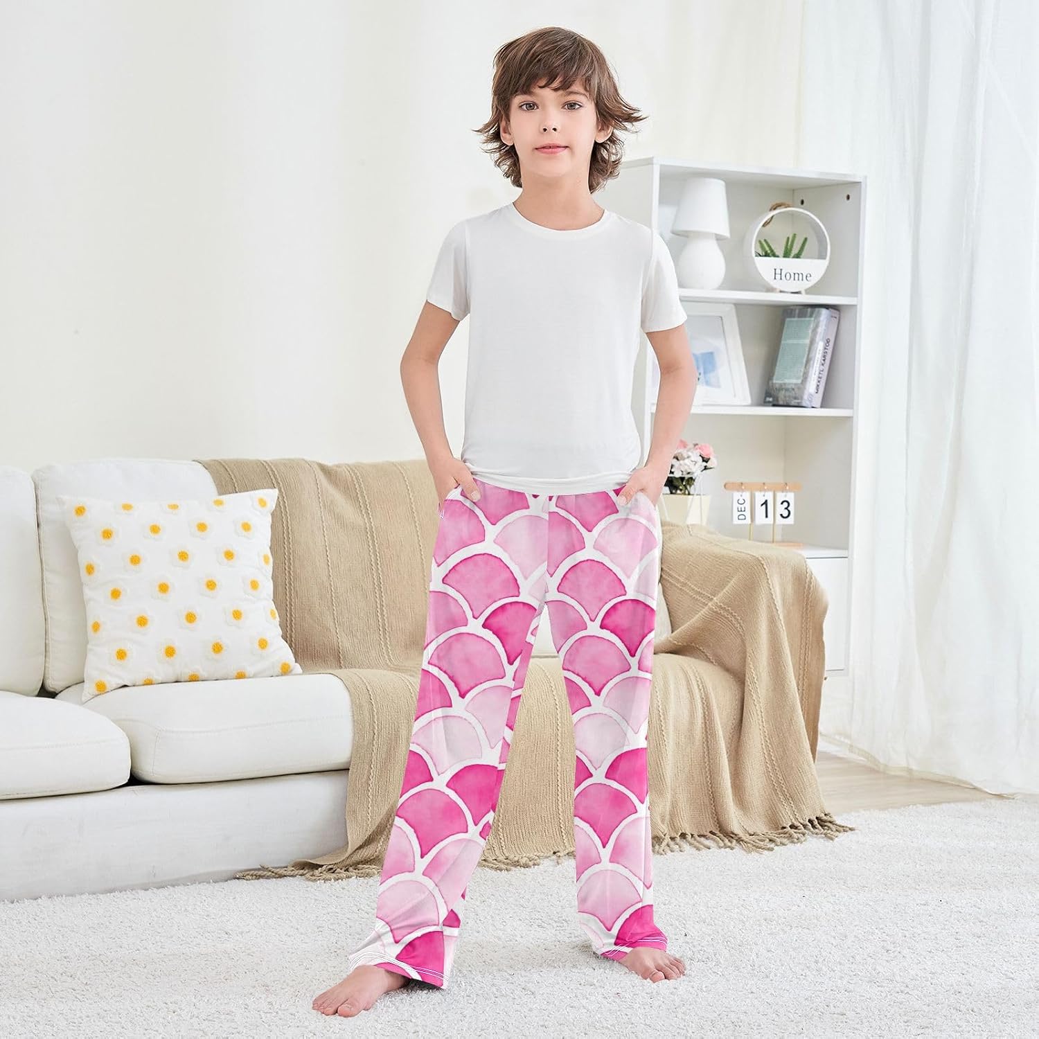 Mermaid Super Soft Pajama Lounge Pants Long Sleepwear Pajama Bottoms with Elastic Waist Pockets for Christmas