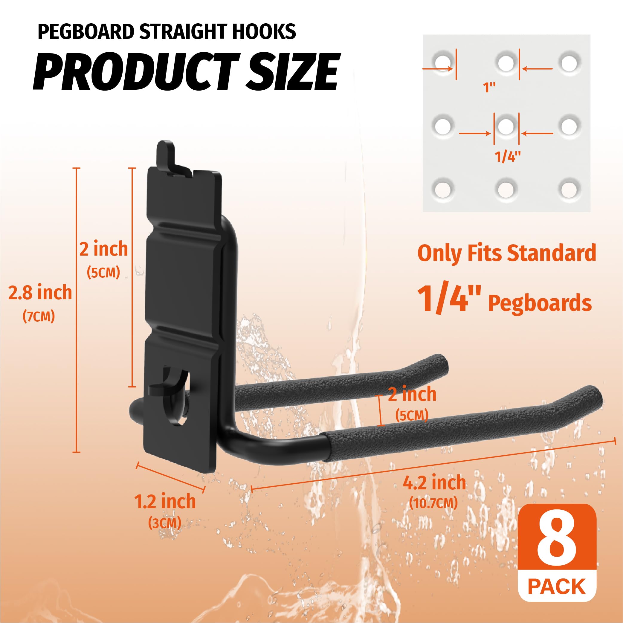 HUHOLE Pegboard Hooks - 8 Pack for Tools & More -2
