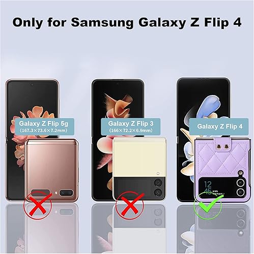 Miniatura 2 de Funda para Samsung Galaxy Z-Flip 4 funda protectora antiarañazos a prueba de golpes para Z Flip 4, soporta carga inalámbrica, romboide suave de lujo