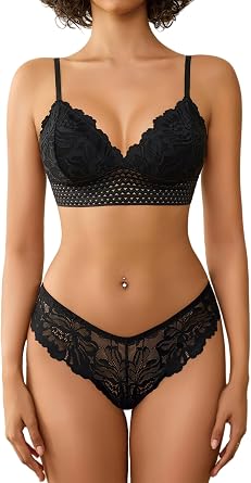 Avidlove Lingerie Set for Women Sexy Lace Bra and Panty Sets 2 Piece Lace Bralette Set