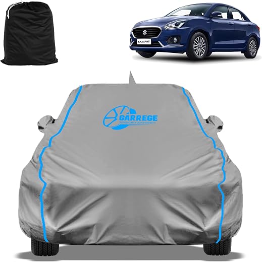 GARREGE Waterproof Car Body Cover Compatible with Maruti Suzuki Swift Dzire VXI Cng Mirror and Antenna Pocket, Triple Stit...