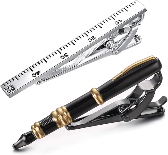 Amazon Yoursfs おもしろ ネクタイピン セット おしゃれ 定規 ネクタイピン 数学 ネクタイピン 文具 定規 万年筆 ペン シルバー ネクタイピン 人気 タイピン タイタック 通販